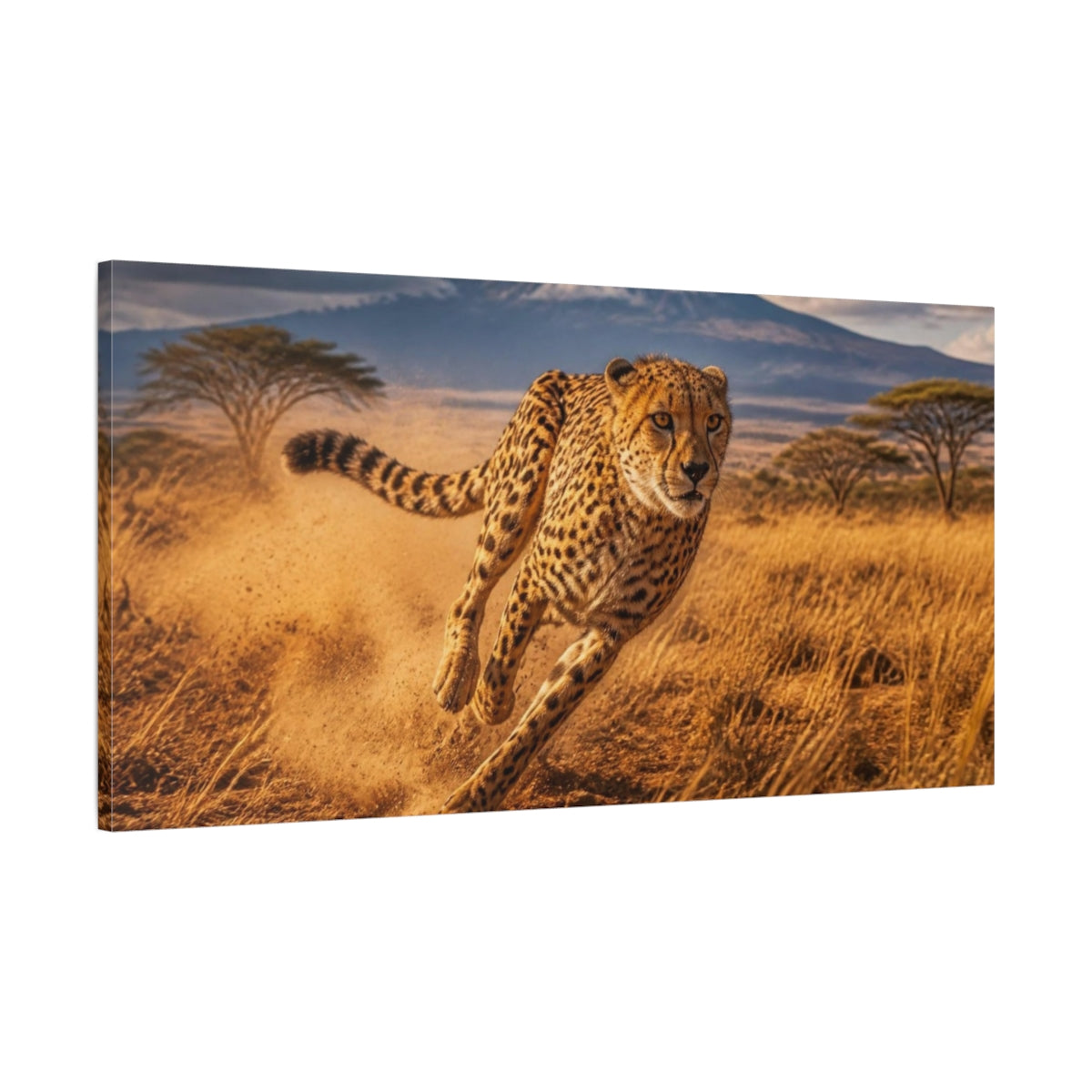 Main Mockup. Running Cheetah Animals shown as canvas print