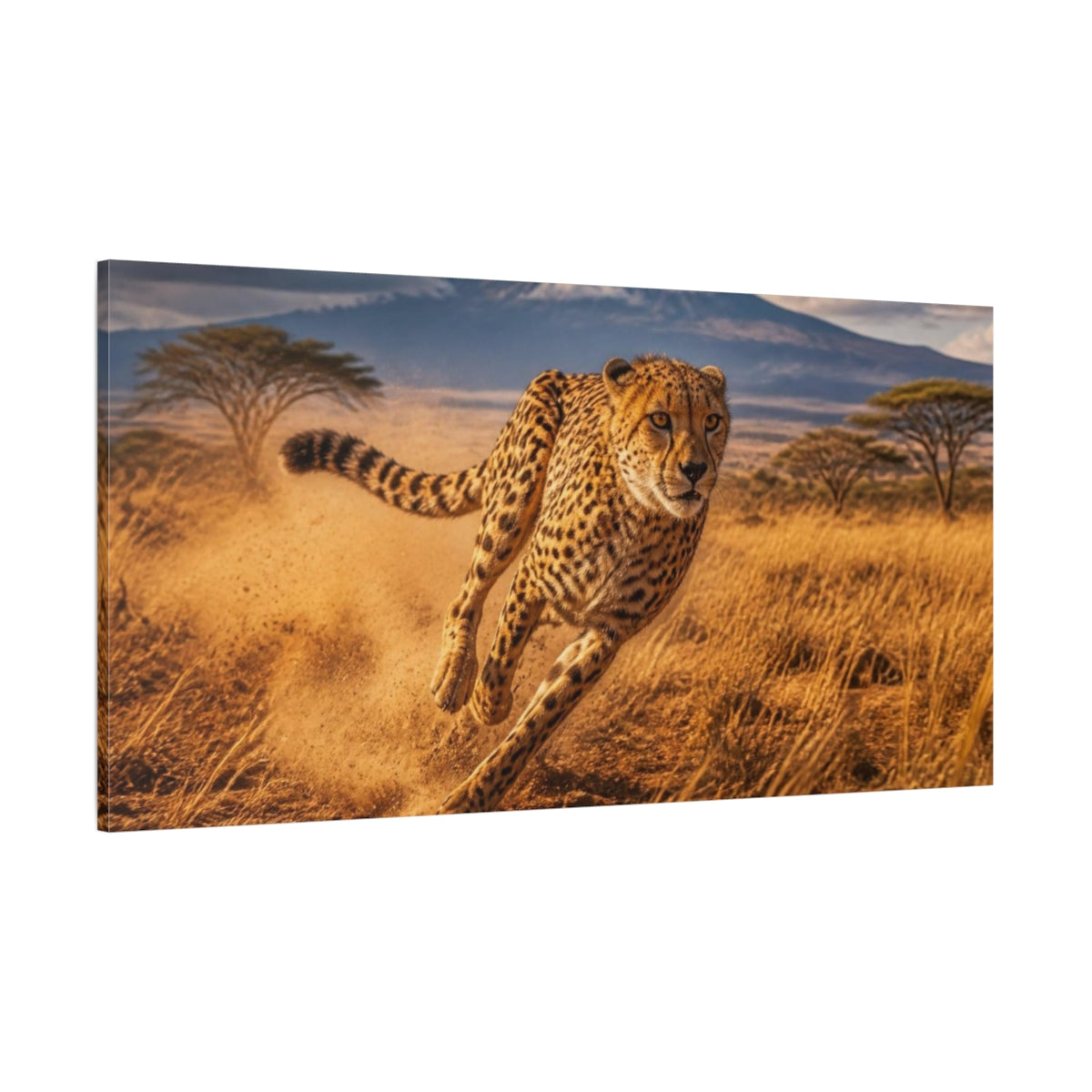 Side Mockup 2. Running Cheetah Animals shown as canvas print