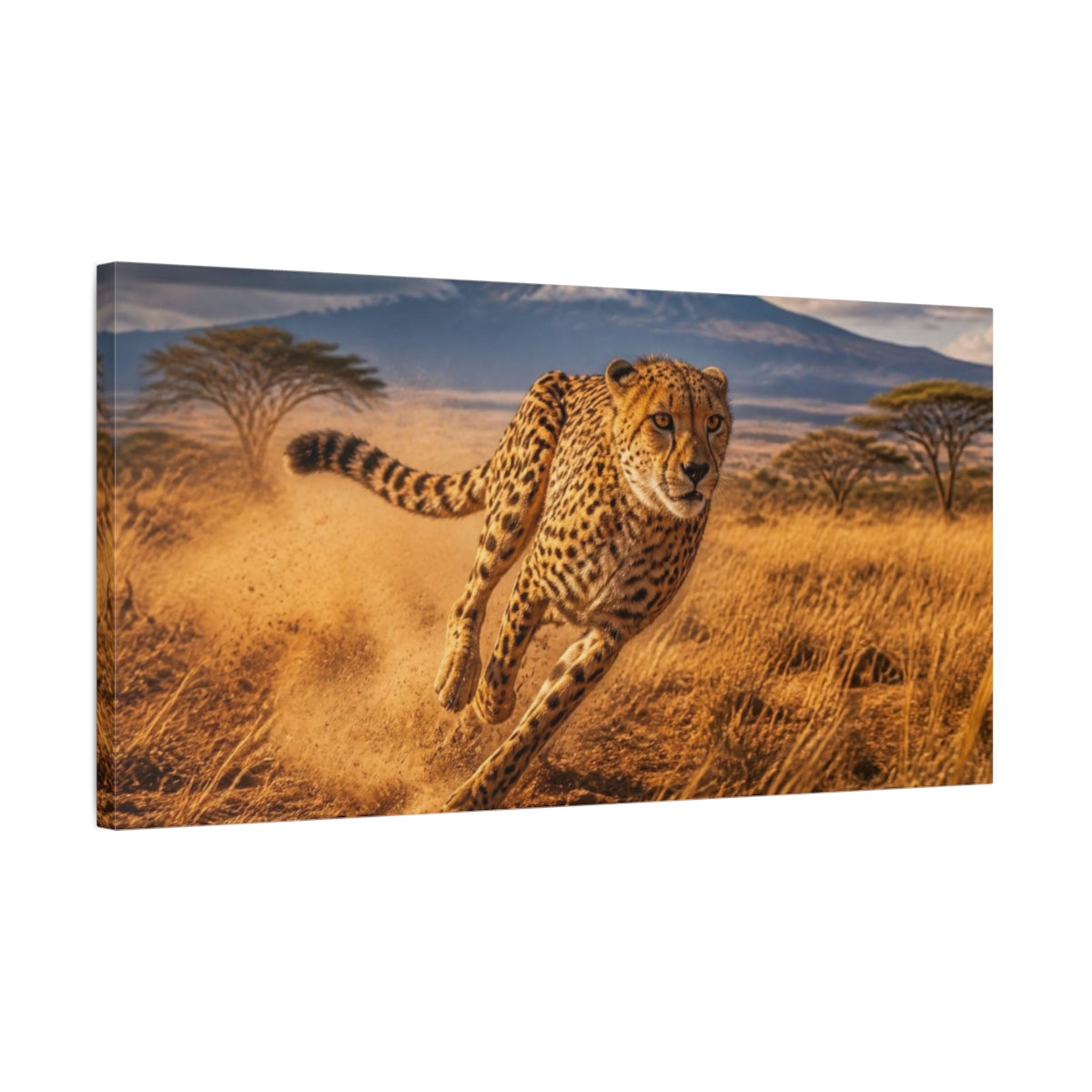 Side Mockup 1. Running Cheetah Animals shown as canvas print