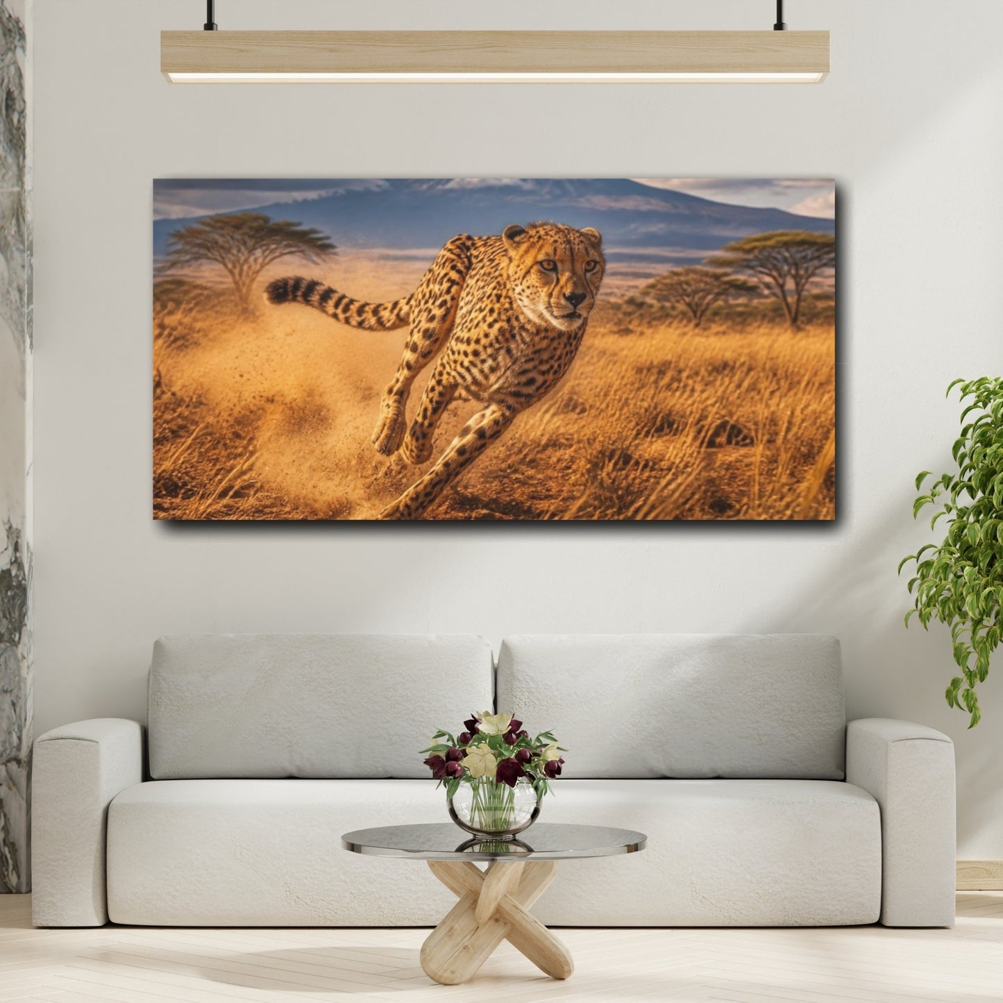 Mockup 2. Running Cheetah Animals shown as canvas print