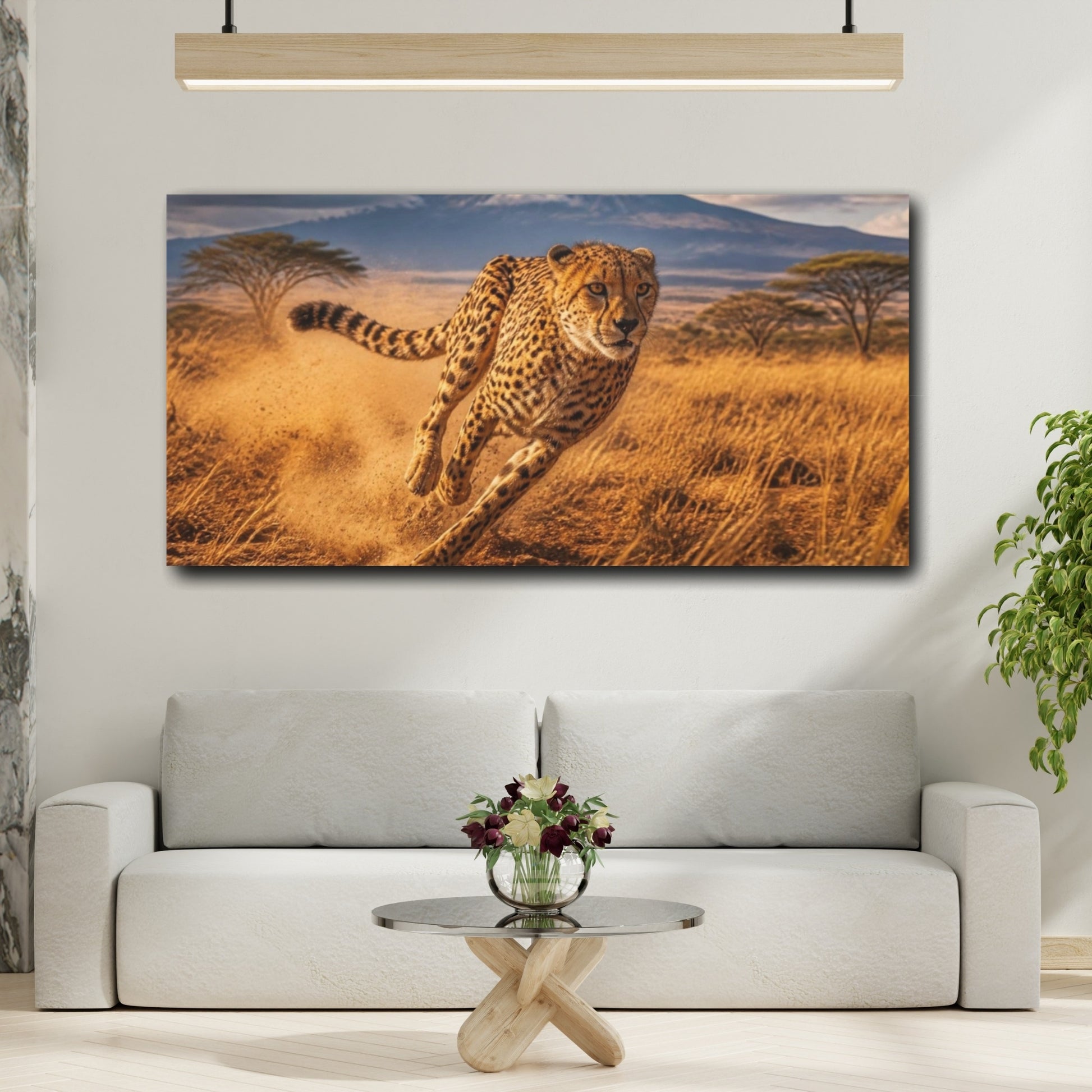 Mockup 2. Running Cheetah Animals shown as canvas print
