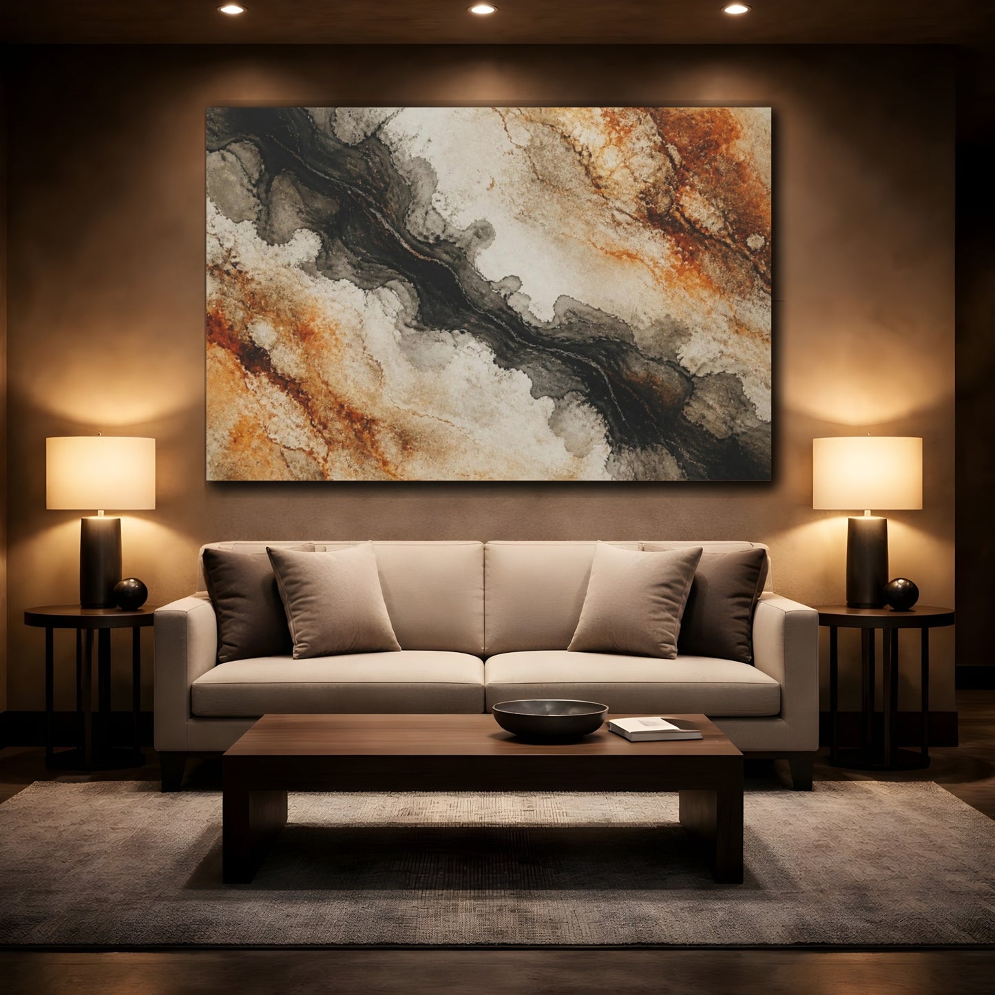 Mockup 2. Rust And Ink Wash shown as canvas print