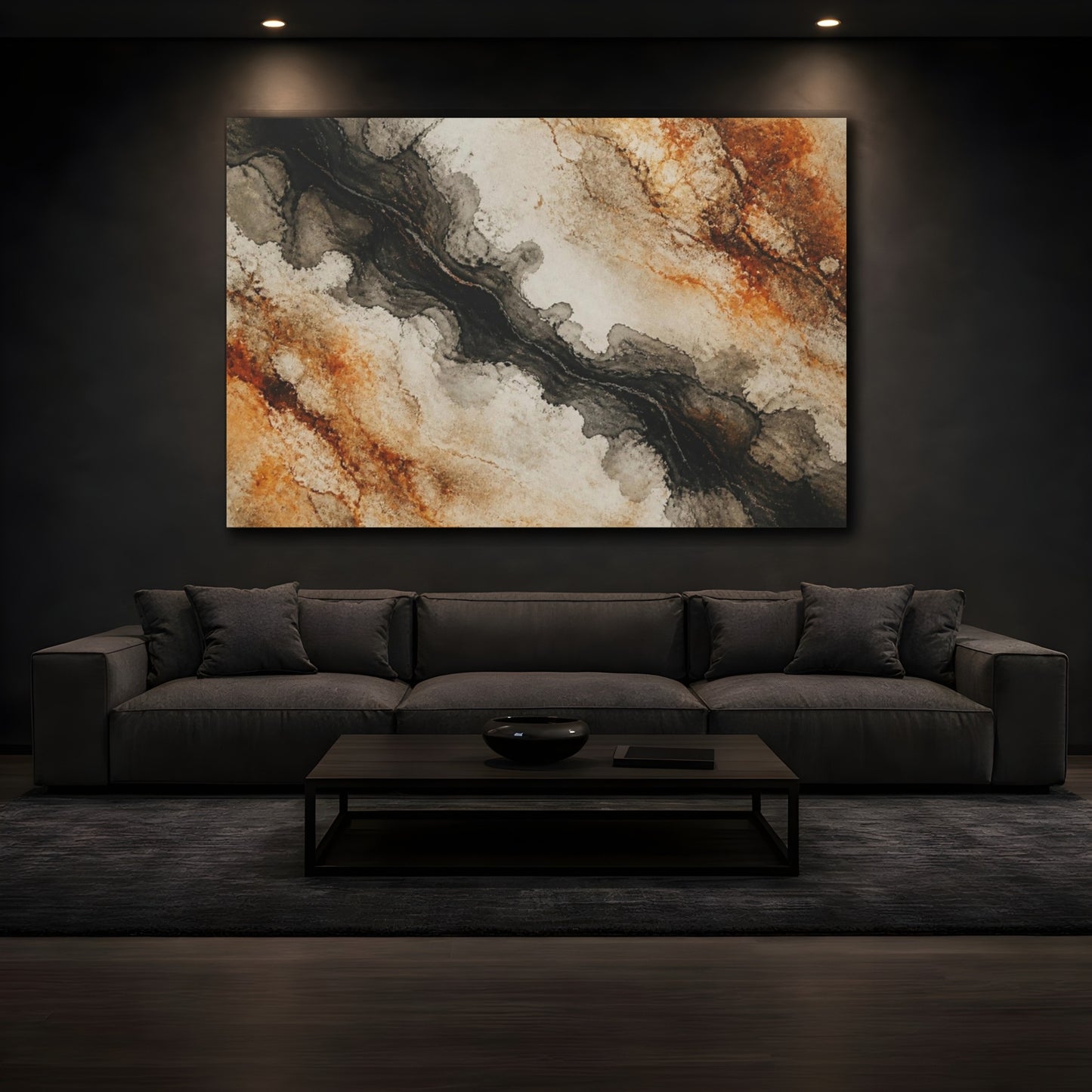 Mockup 3. Rust And Ink Wash shown as canvas print