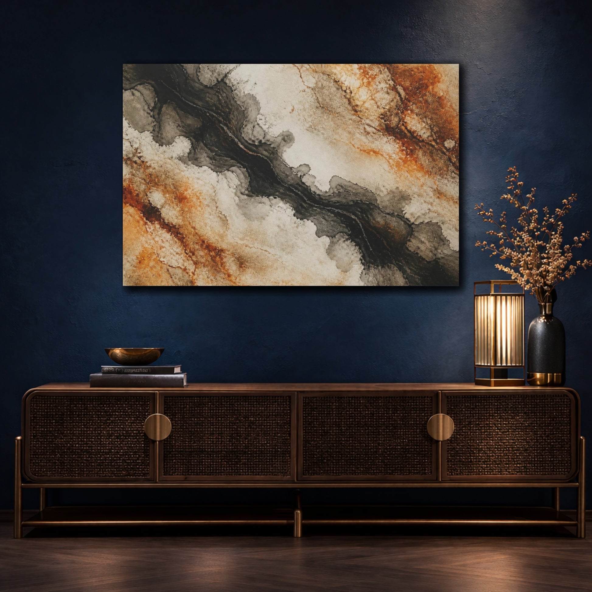 Mockup 4. Rust And Ink Wash shown as canvas print