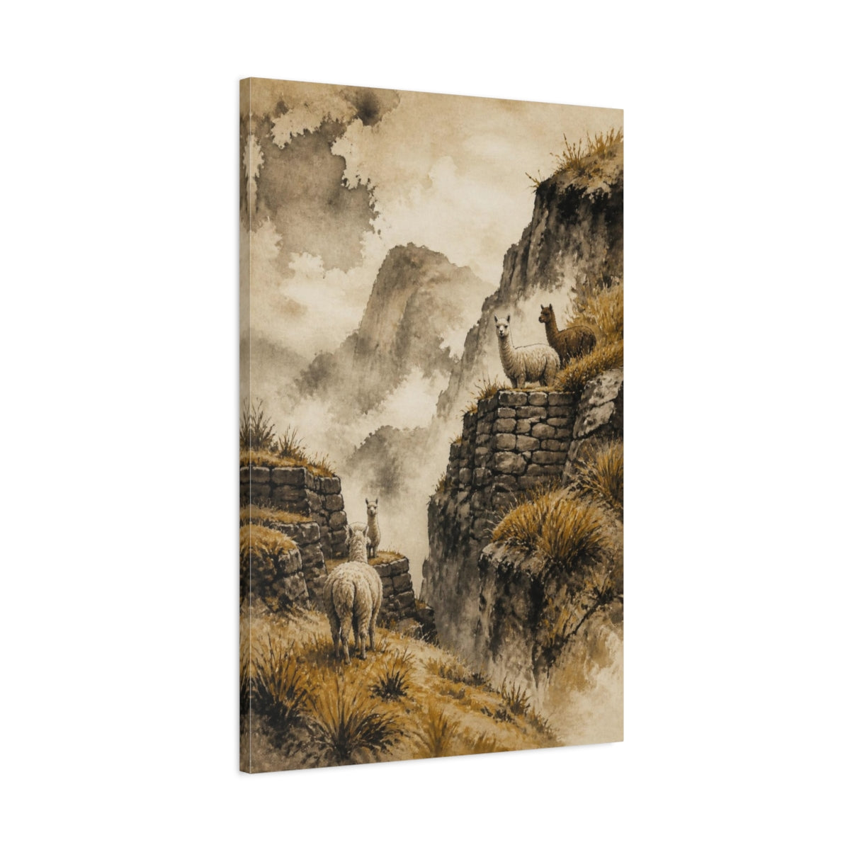 Main Mockup. Rustic Alpaca Terraces shown as canvas print