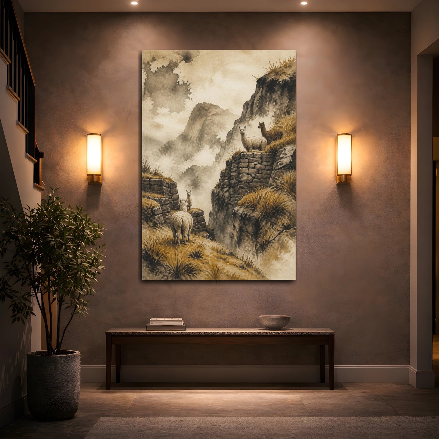Mockup 2. Rustic Alpaca Terraces shown as canvas print
