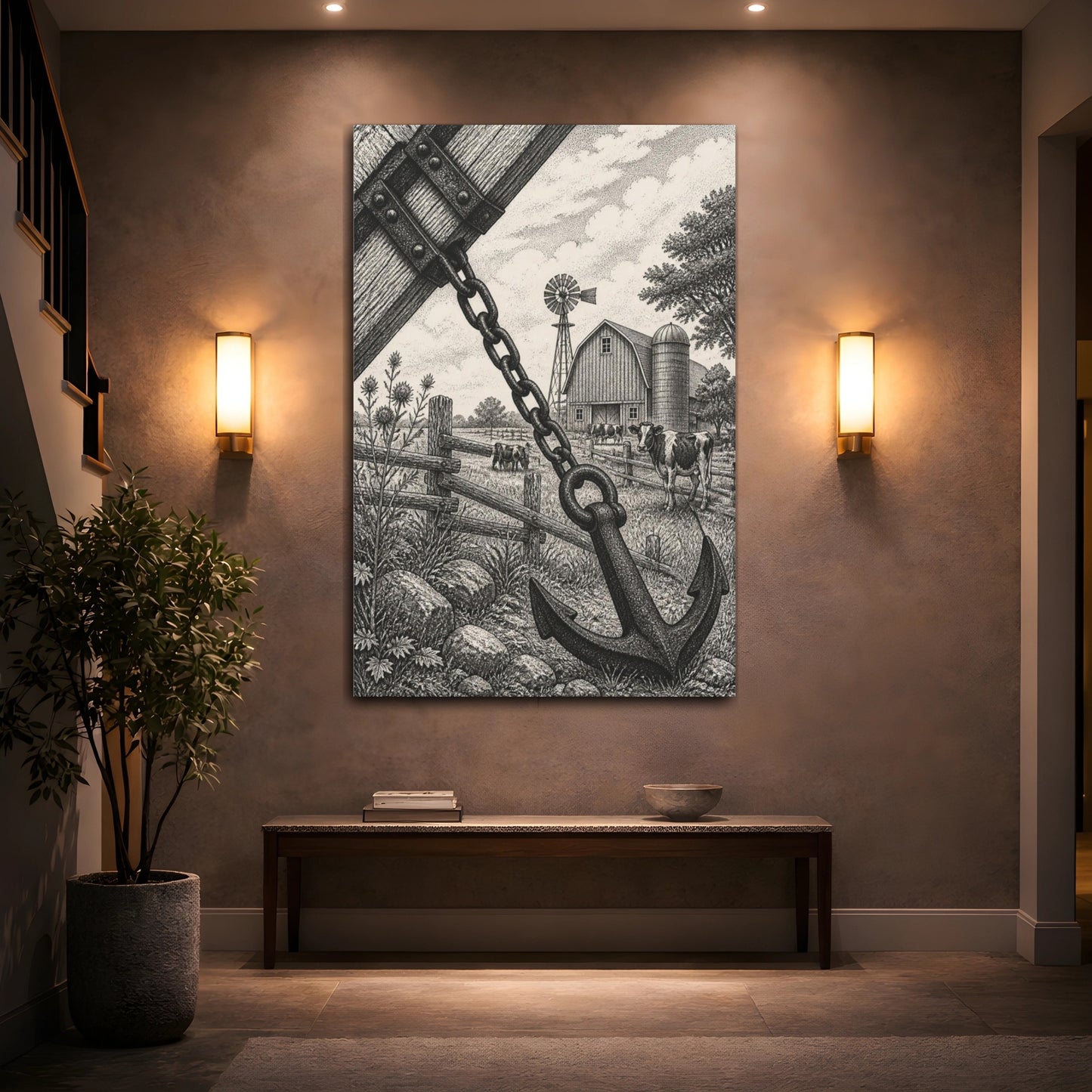 Mockup 2. Rustic Anchor Barn shown as canvas print
