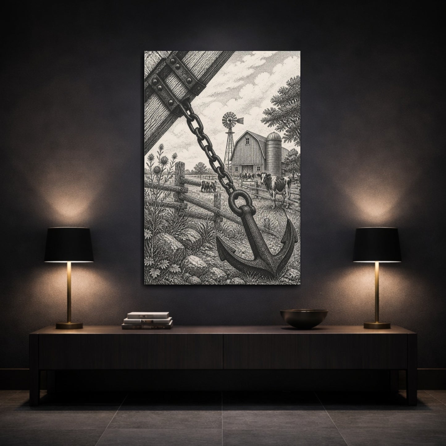 Mockup 3. Rustic Anchor Barn shown as canvas print