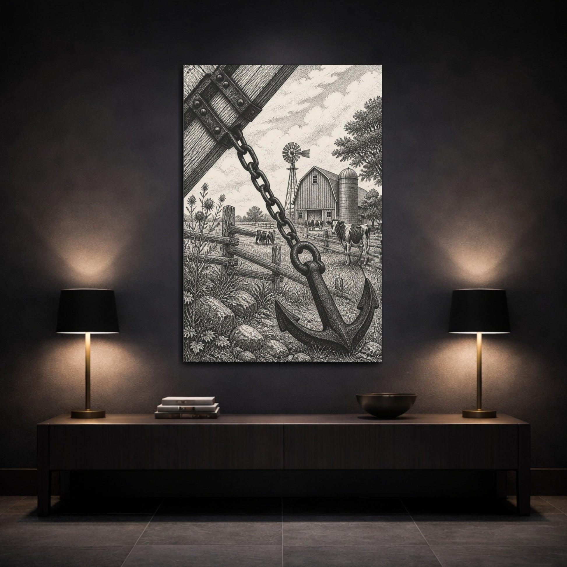 Mockup 3. Rustic Anchor Barn shown as canvas print