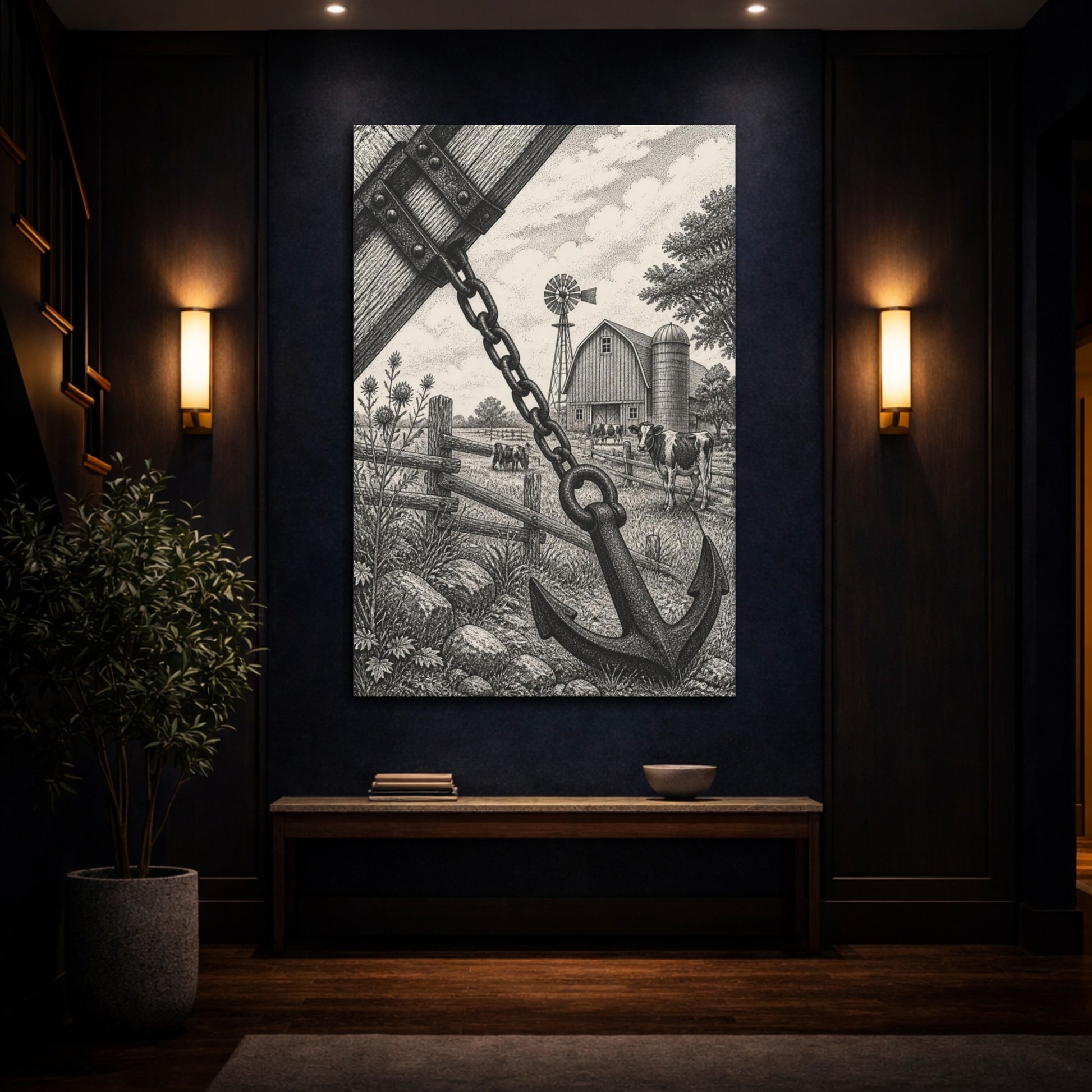 Mockup 4. Rustic Anchor Barn shown as canvas print