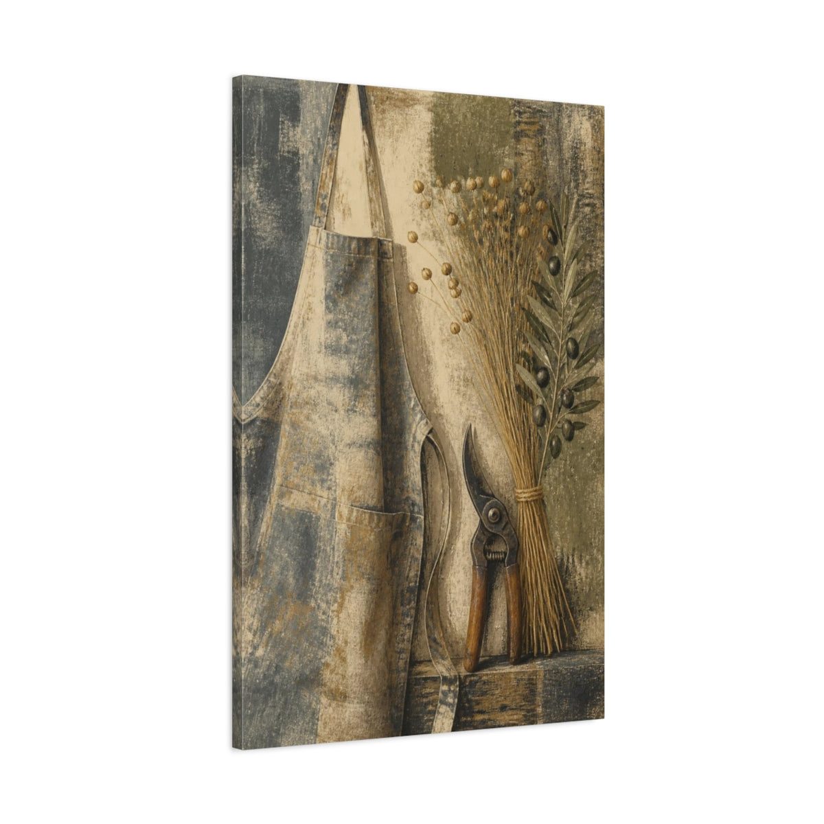 Main Mockup. Rustic Apron With Shears shown as canvas print