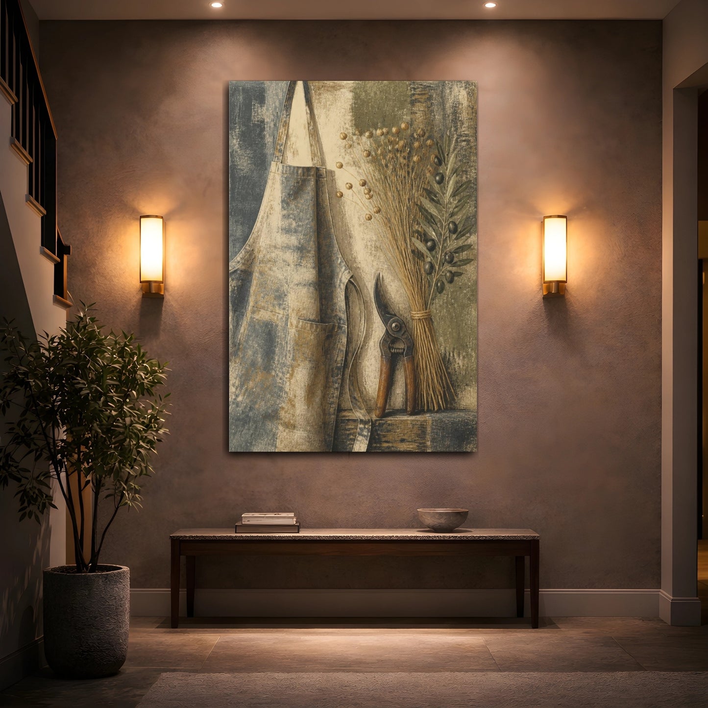 Mockup 2. Rustic Apron With Shears shown as canvas print