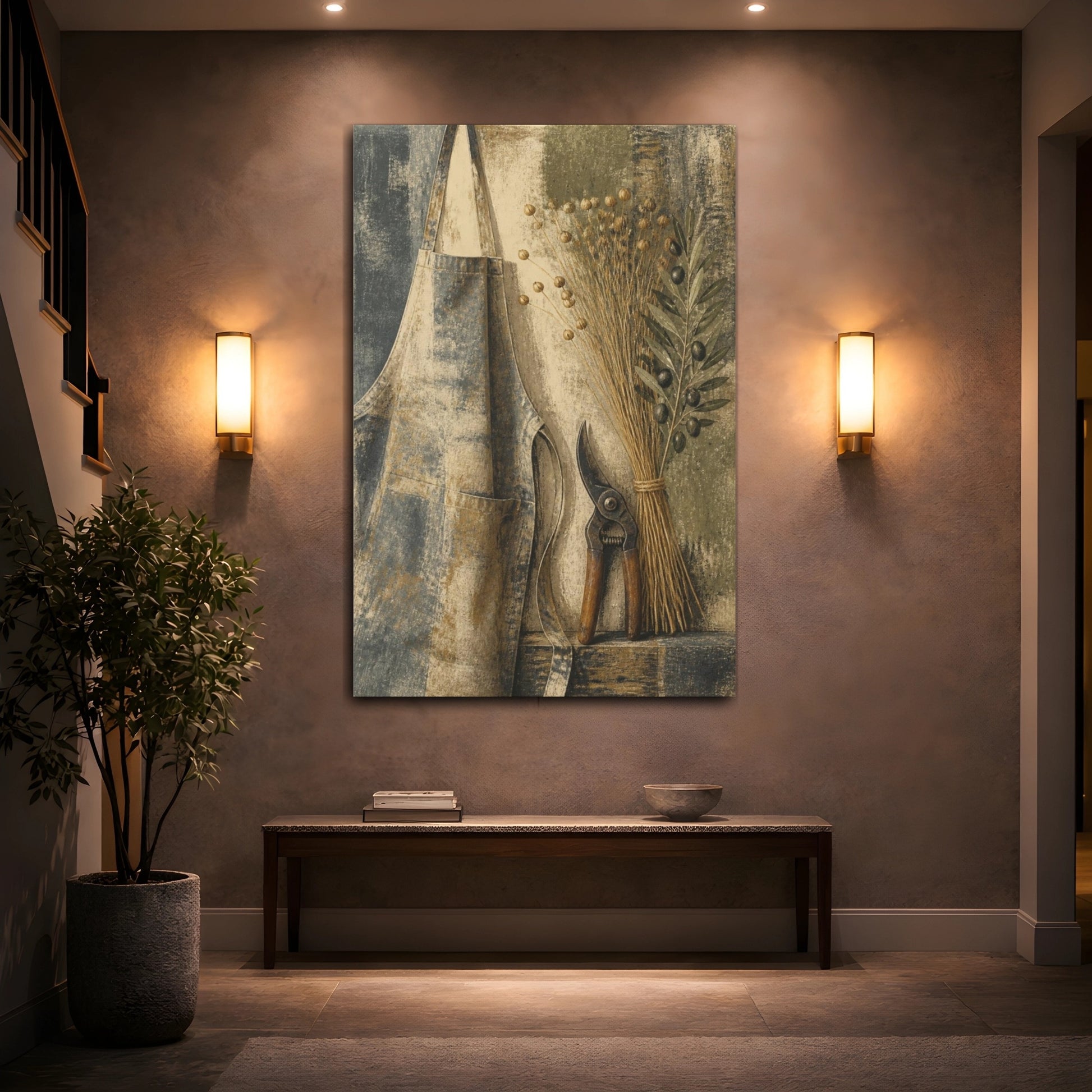 Mockup 2. Rustic Apron With Shears shown as canvas print