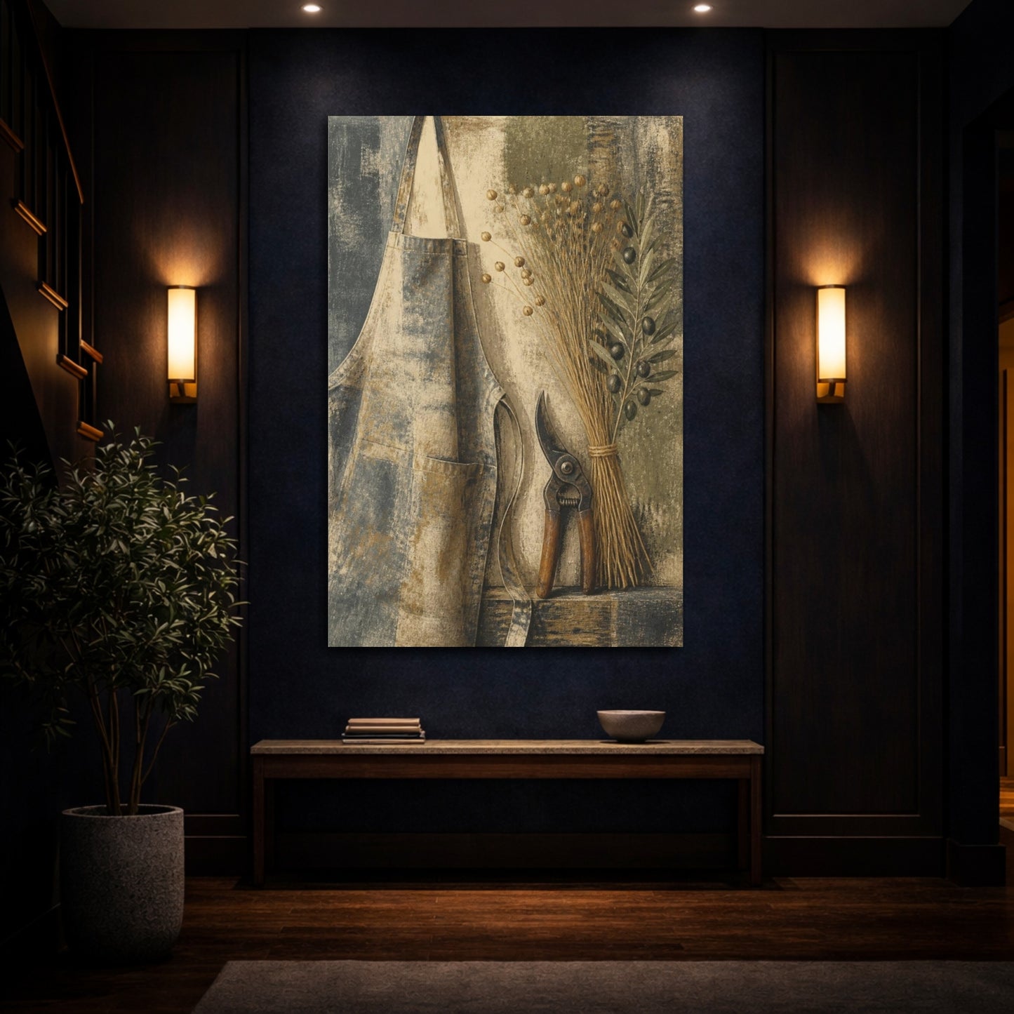 Mockup 4. Rustic Apron With Shears shown as canvas print