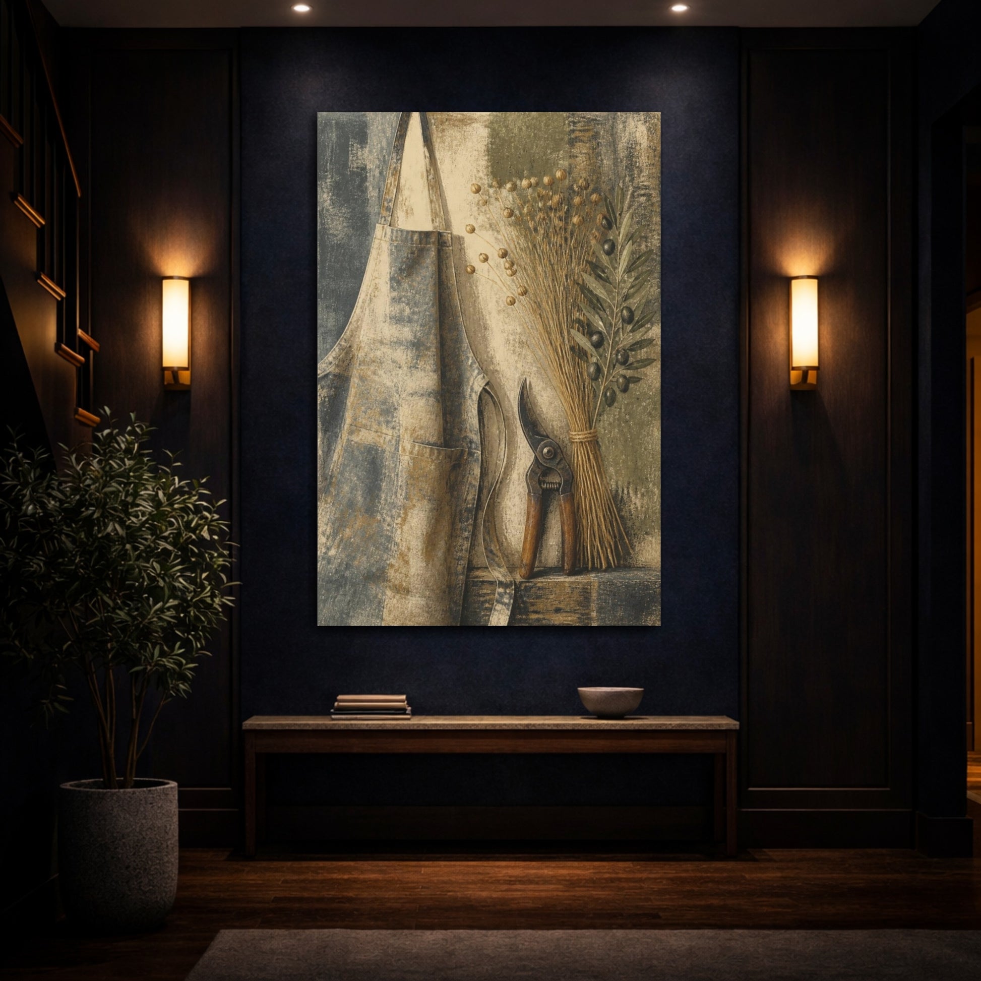 Mockup 4. Rustic Apron With Shears shown as canvas print