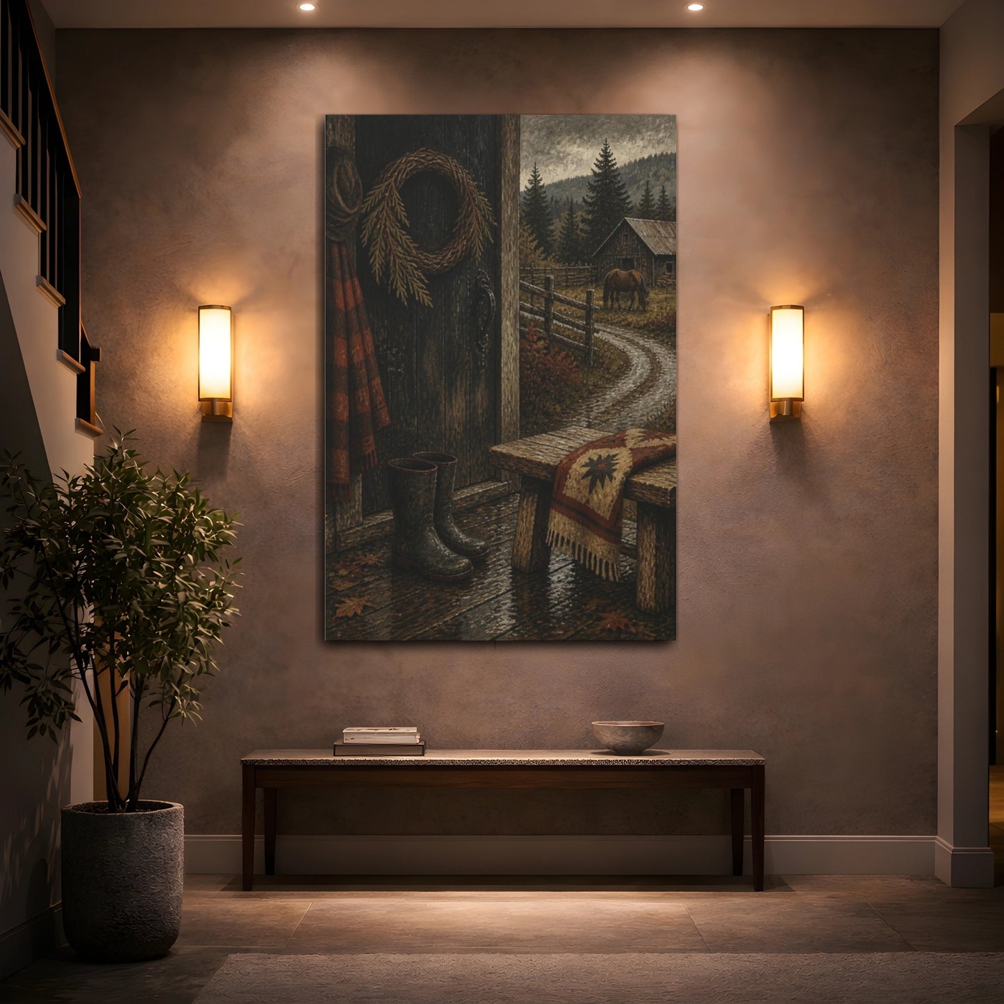Mockup 2. Rustic Barn Door shown as canvas print