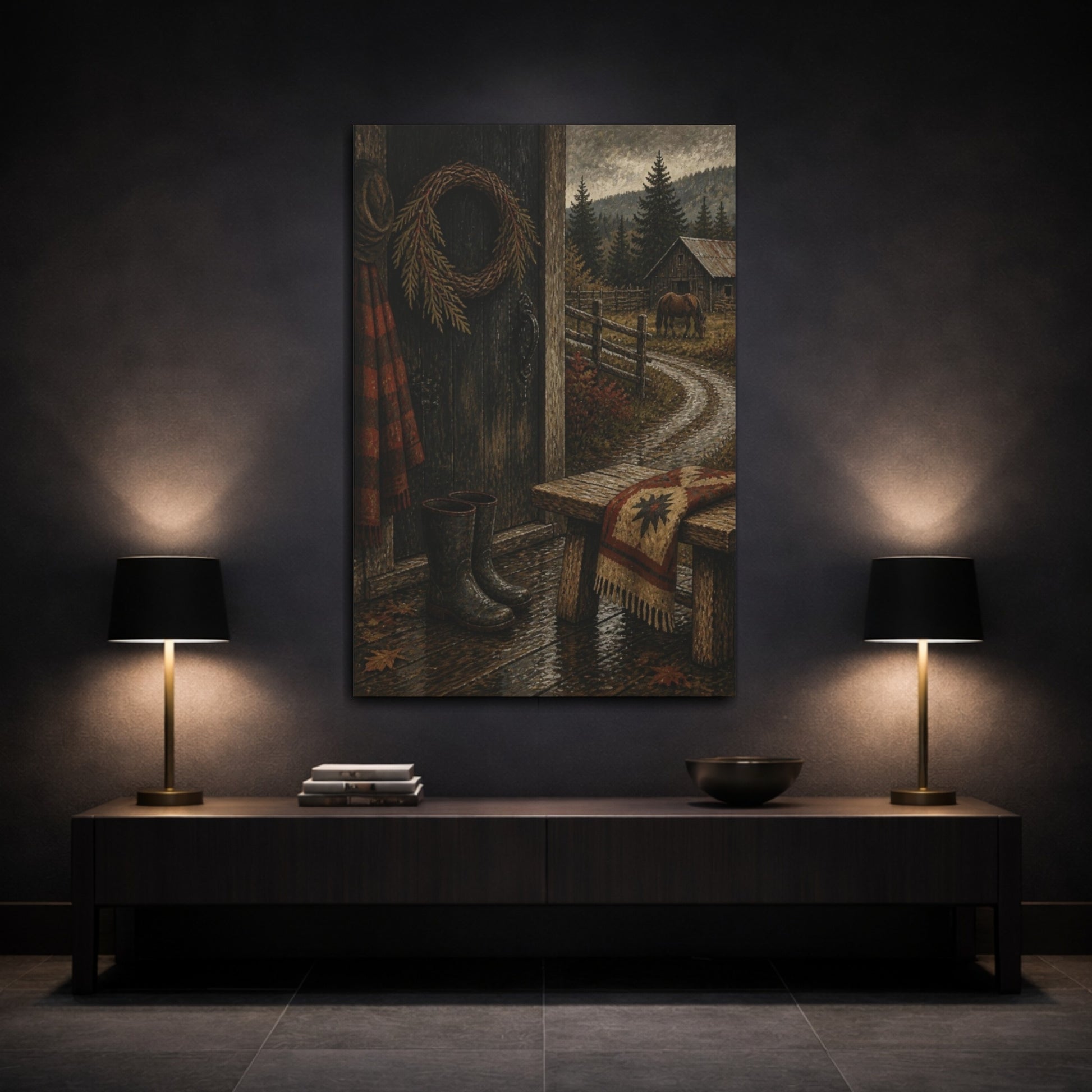 Mockup 3. Rustic Barn Door shown as canvas print