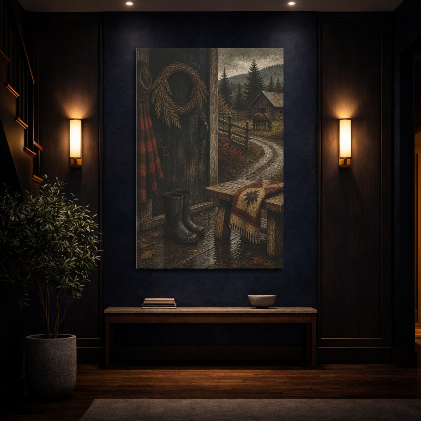 Mockup 4. Rustic Barn Door shown as canvas print