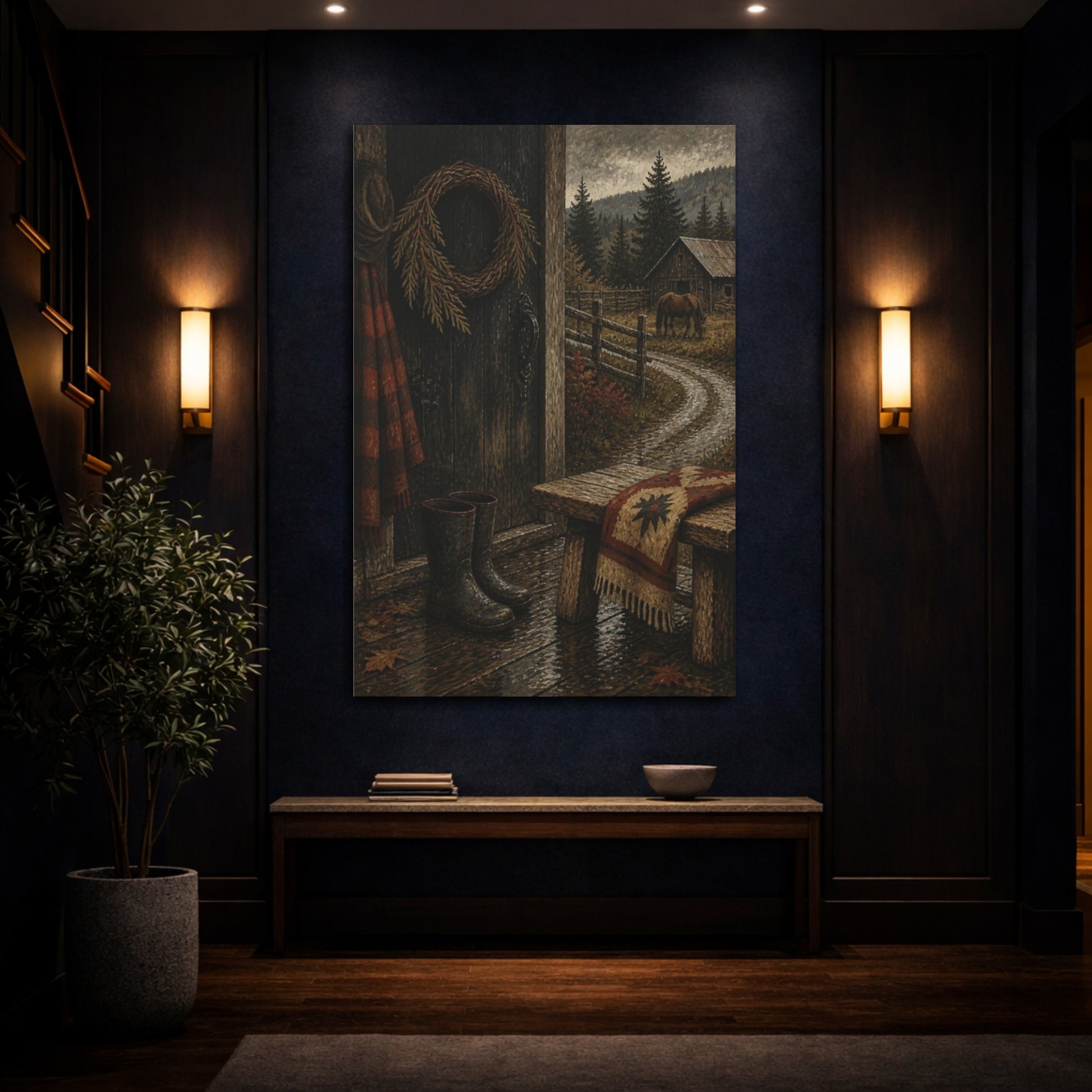 Mockup 4. Rustic Barn Door shown as canvas print