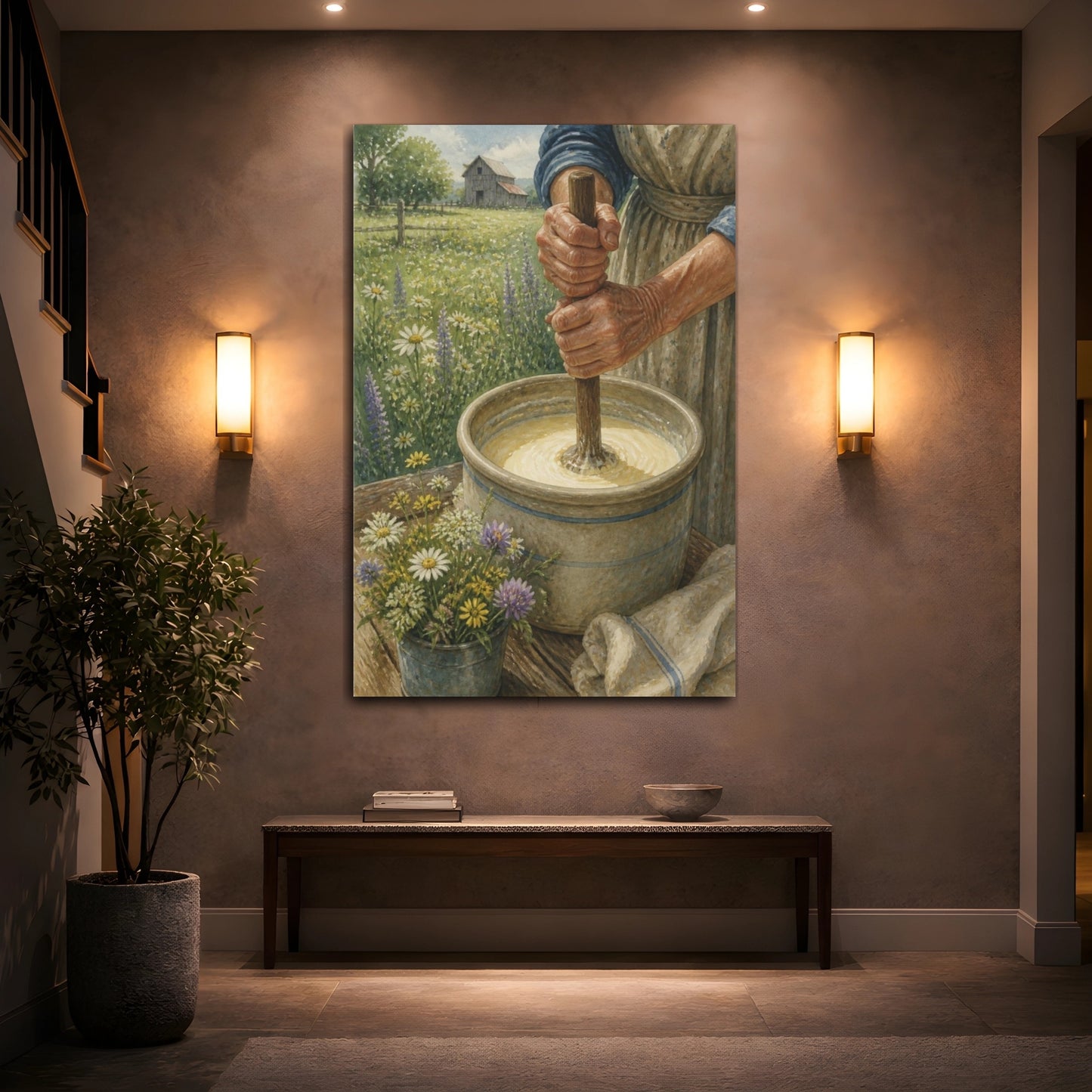 Mockup 2. Rustic Butter Churn shown as canvas print