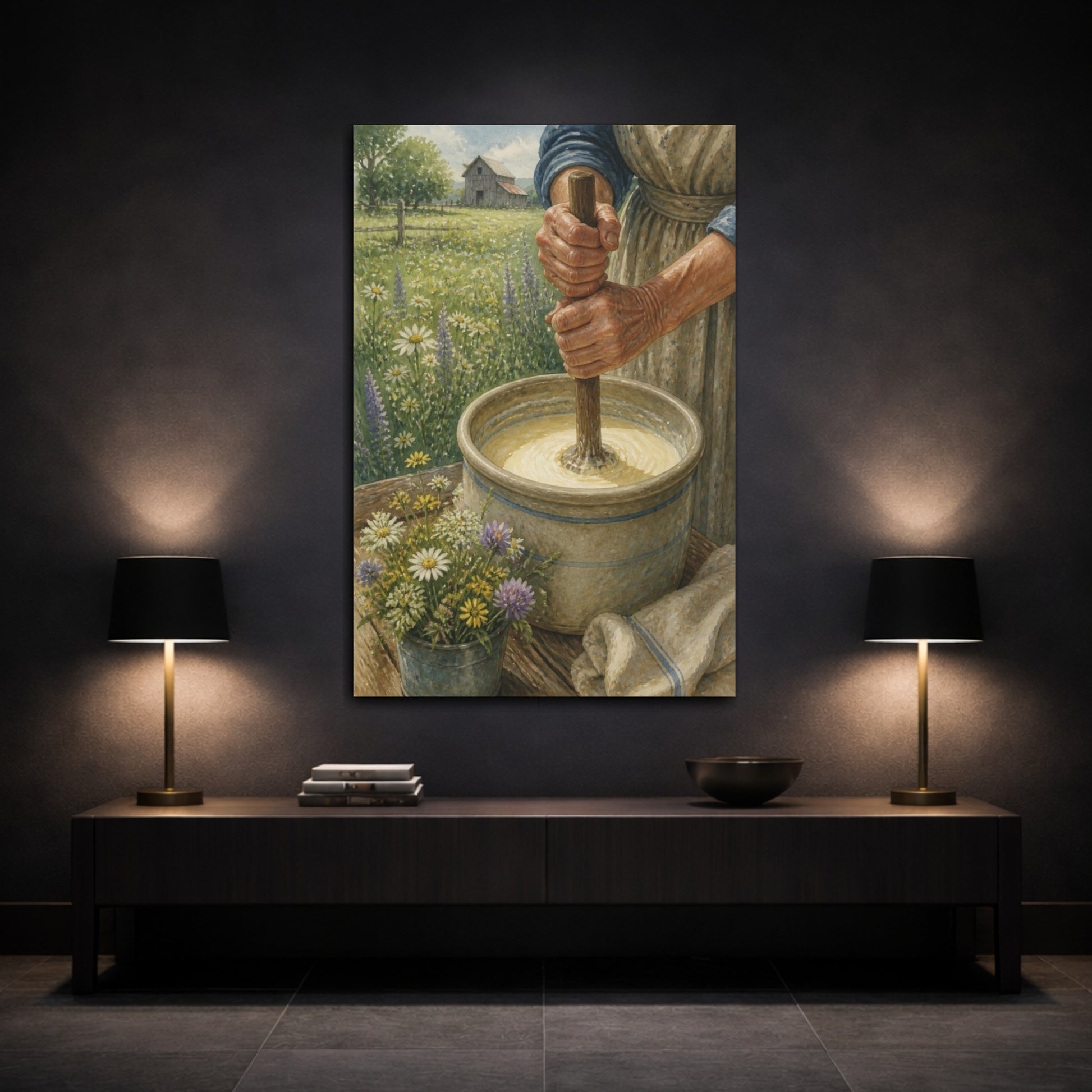 Mockup 3. Rustic Butter Churn shown as canvas print