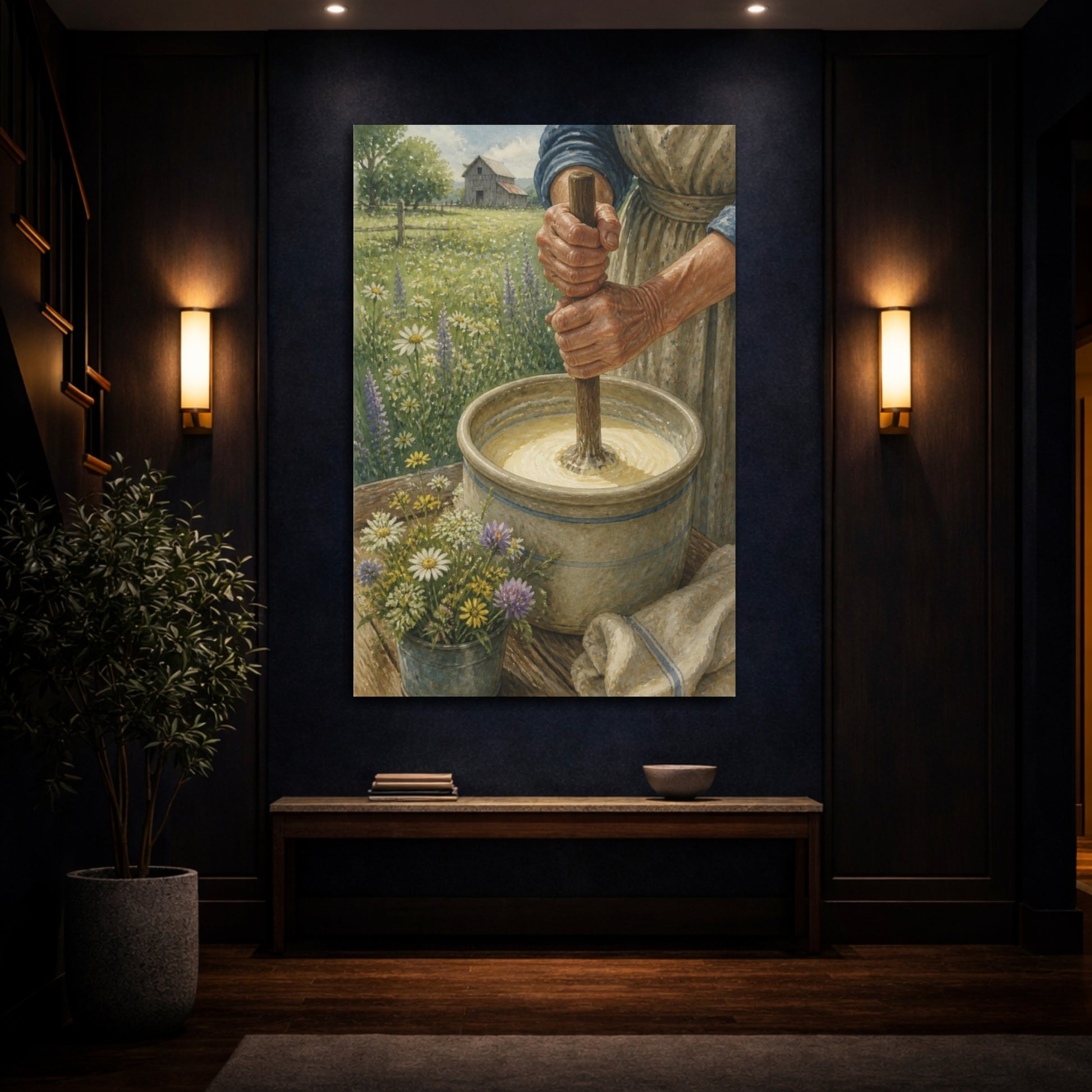 Mockup 4. Rustic Butter Churn shown as canvas print