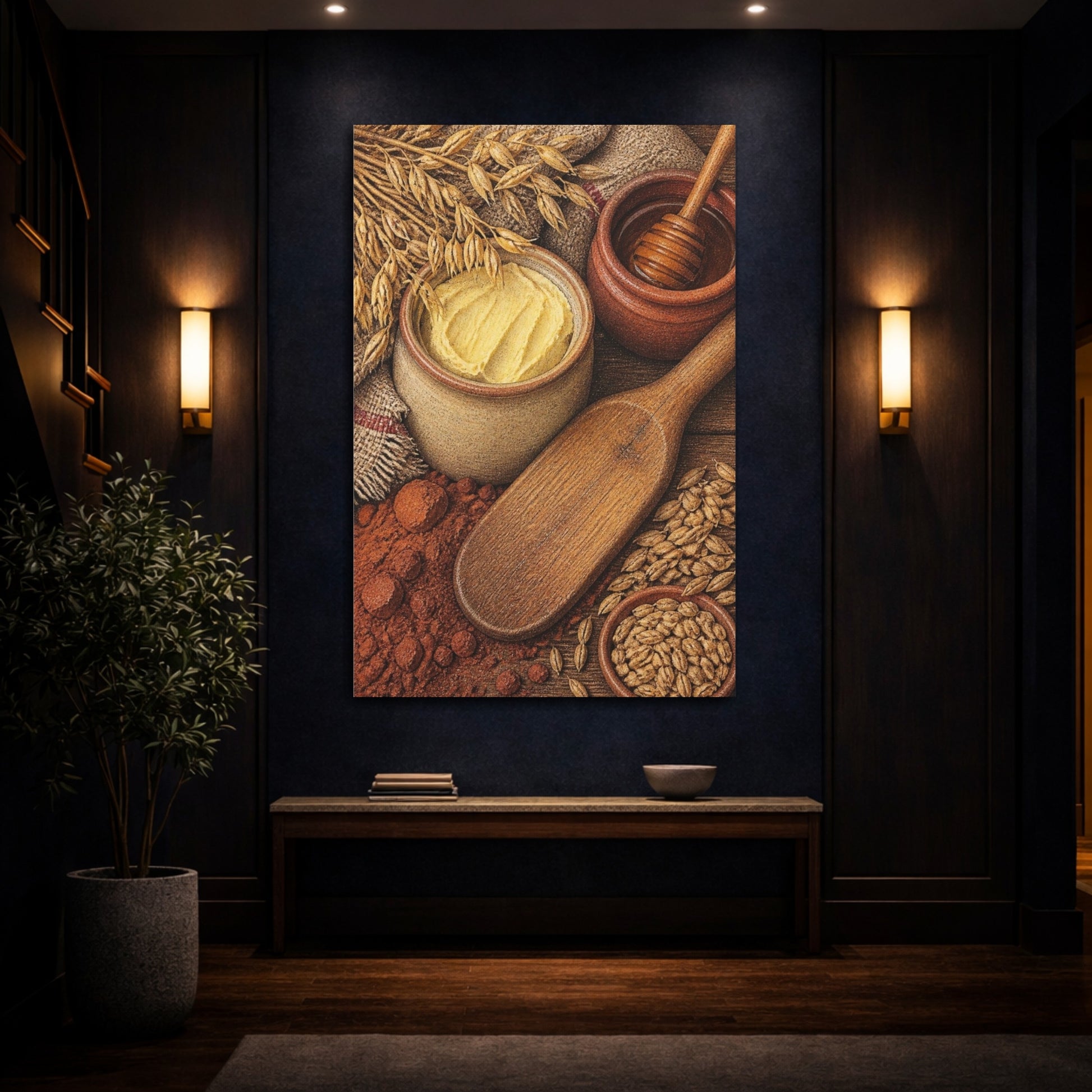 Mockup 4. Rustic Butter Crock & Honey shown as canvas print