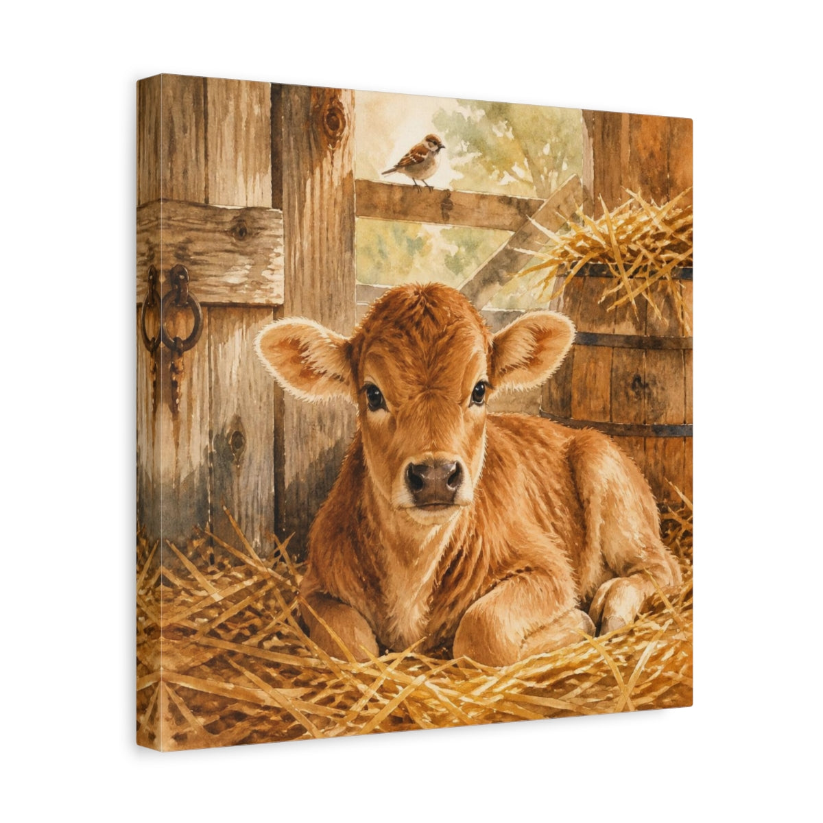 Side Mockup 7. Rustic Calf In Straw shown as canvas print