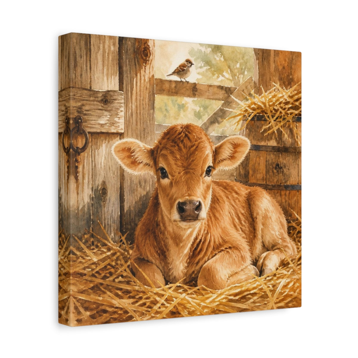 Side Mockup 8. Rustic Calf In Straw shown as canvas print