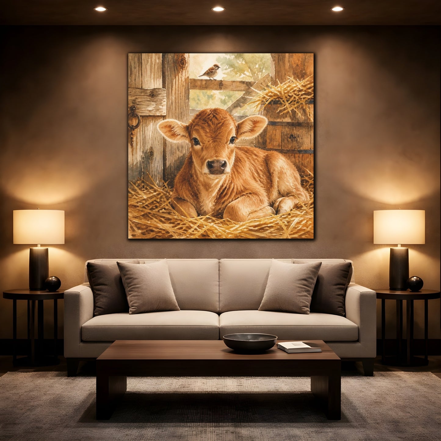 Mockup 2. Rustic Calf In Straw shown as canvas print
