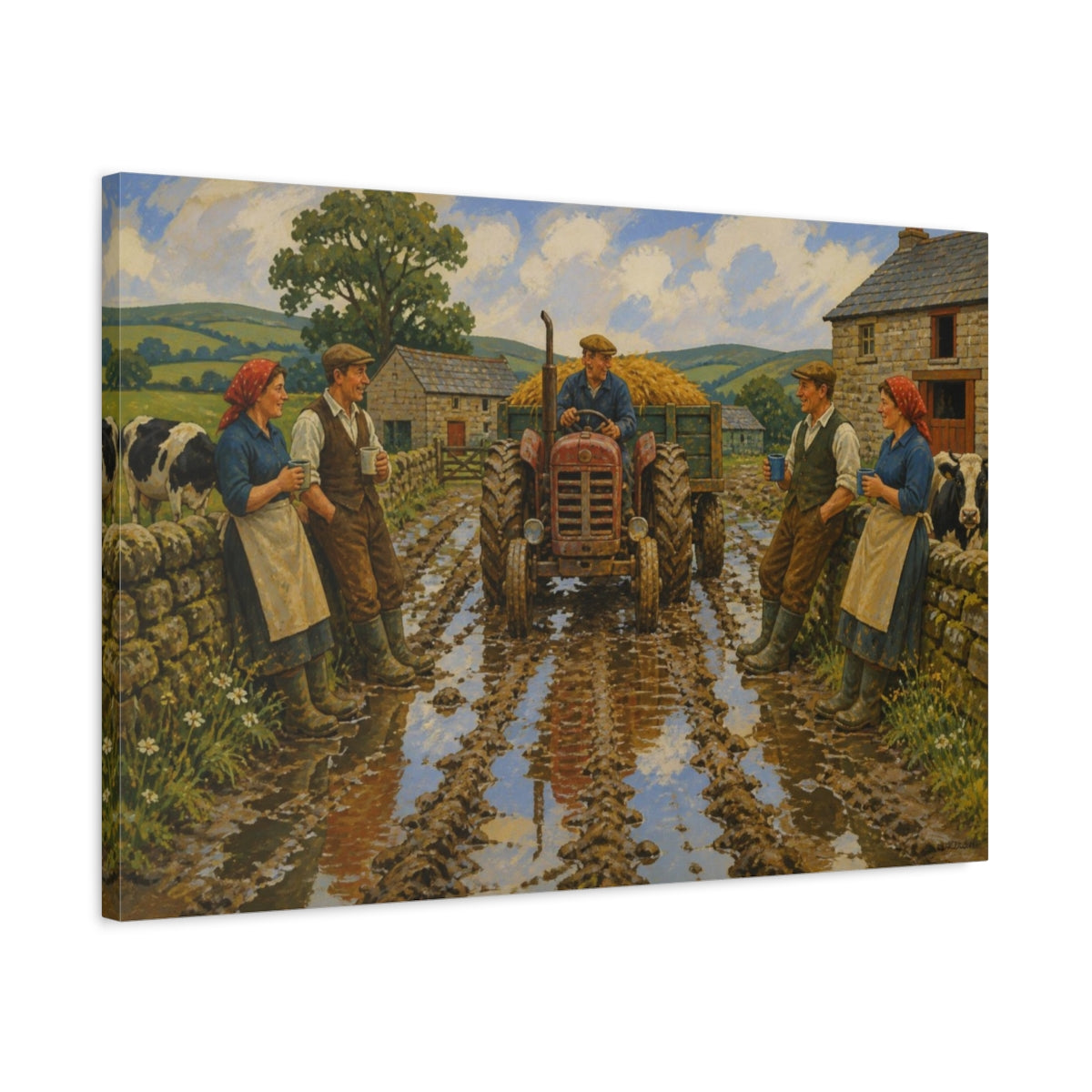 Side Mockup 2. Rustic Farm Tractor shown as canvas print
