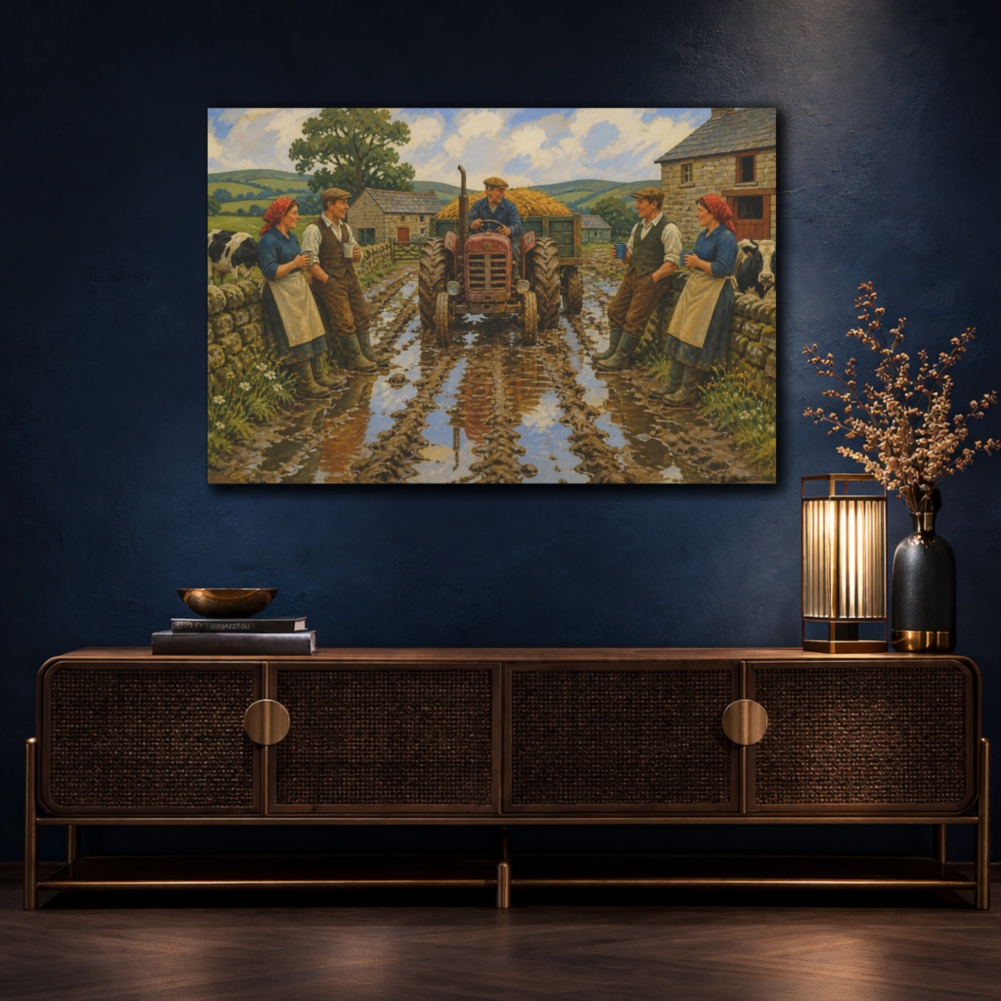Mockup 4. Rustic Farm Tractor shown as canvas print