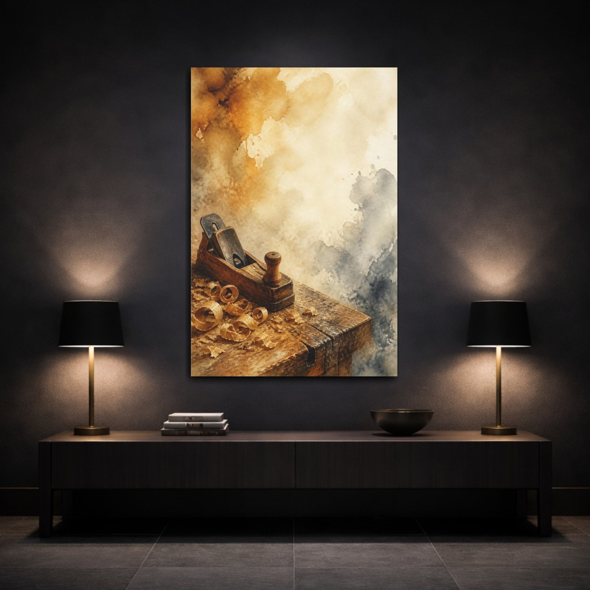 Mockup 3. Rustic Hand Plane shown as canvas print