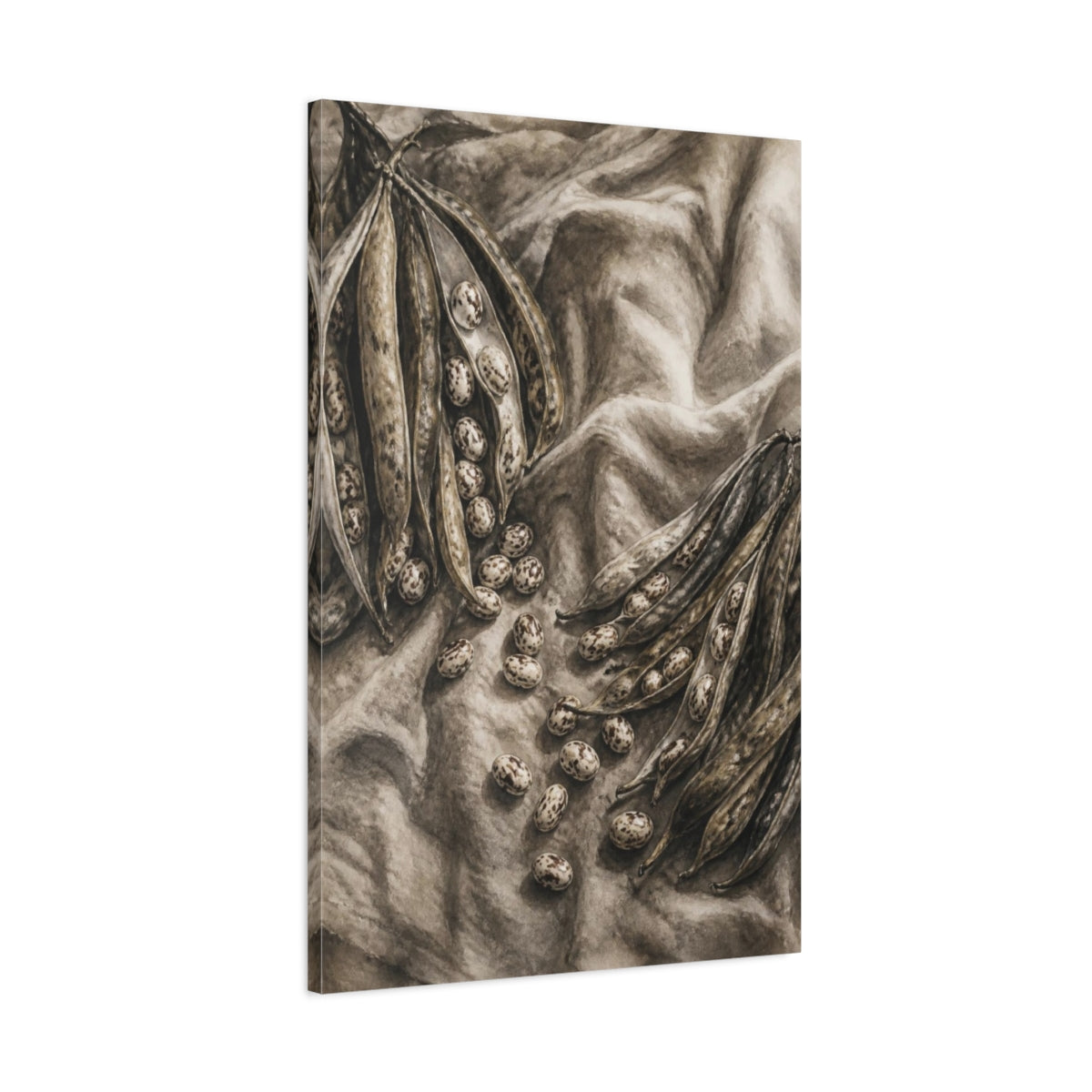 Main Mockup. Rustic Heirloom Beans Still Life shown as canvas print