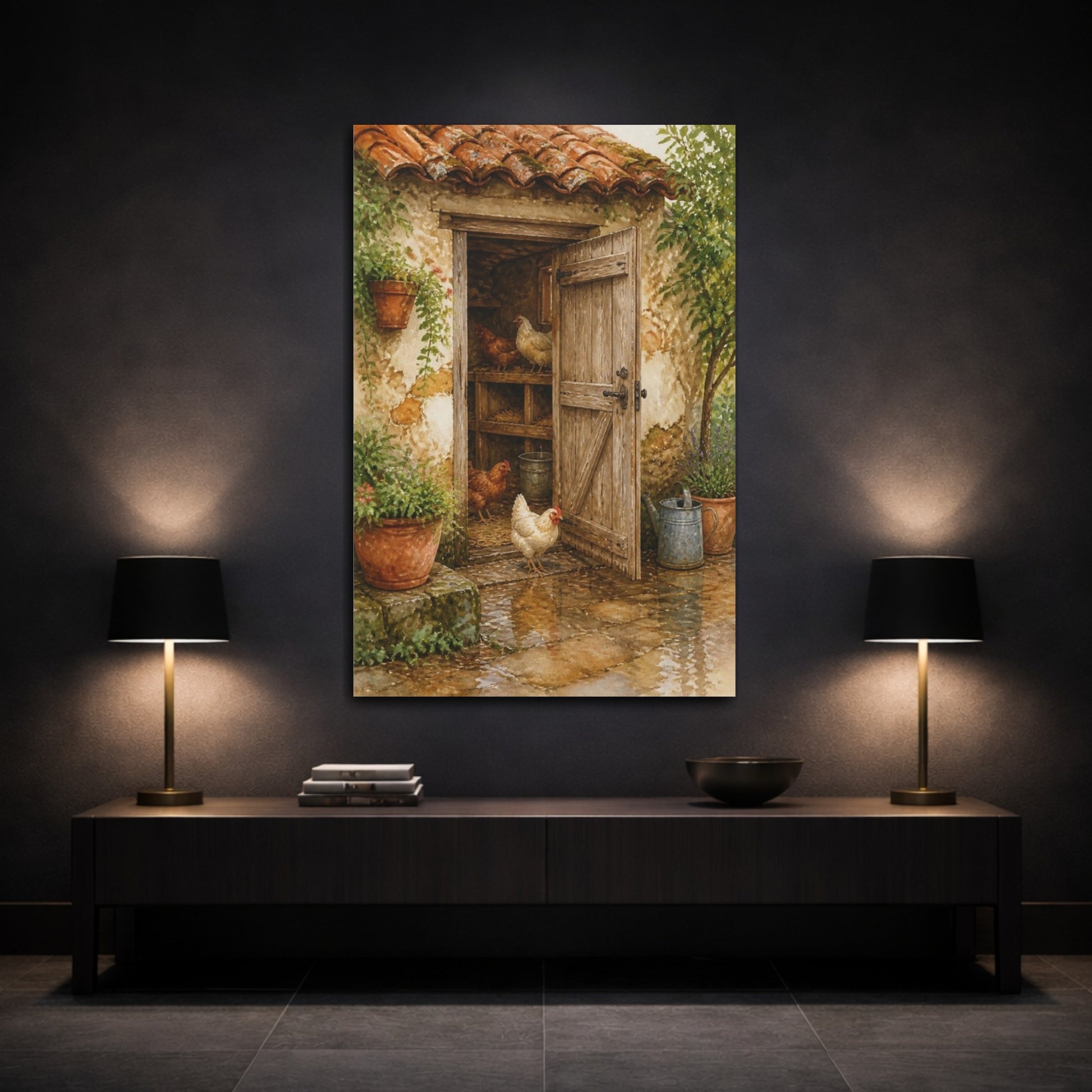 Mockup 3. Rustic Henhouse Door shown as canvas print