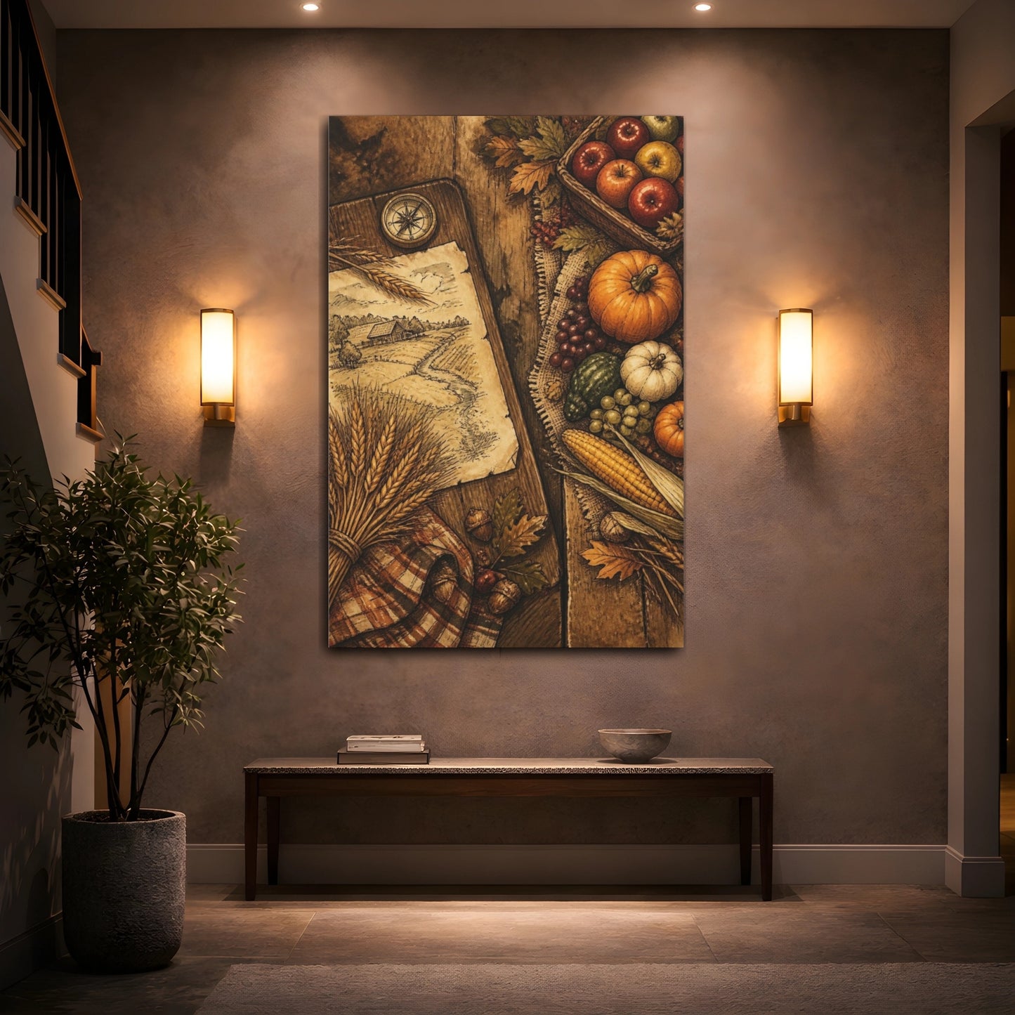 Mockup 2. Rustic Homestead Map shown as canvas print