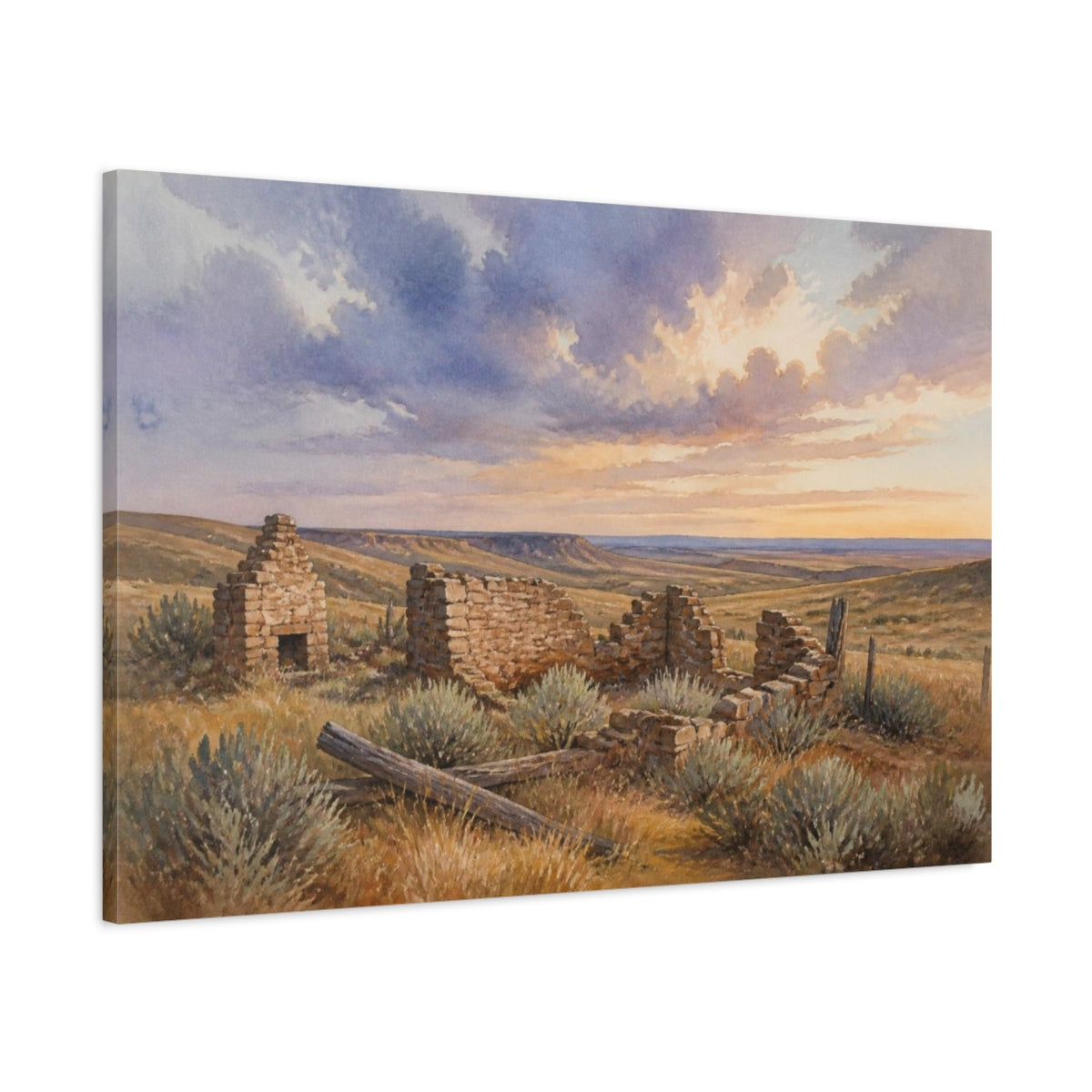 Main Mockup. Rustic Homestead Ruins shown as canvas print