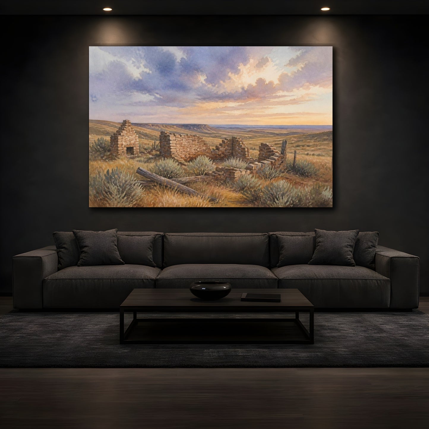 Mockup 3. Rustic Homestead Ruins shown as canvas print