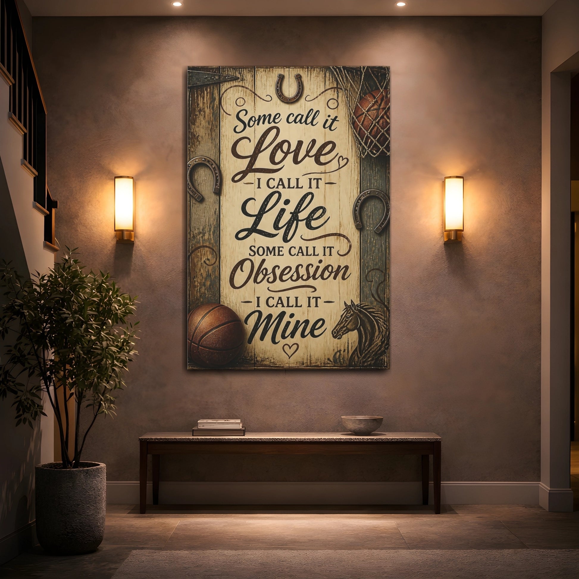 Mockup 2. Rustic Horse Quote shown as canvas print
