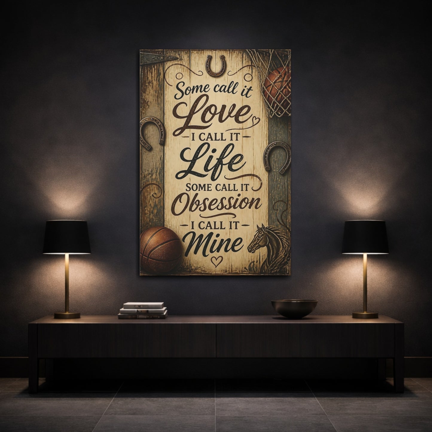 Mockup 3. Rustic Horse Quote shown as canvas print