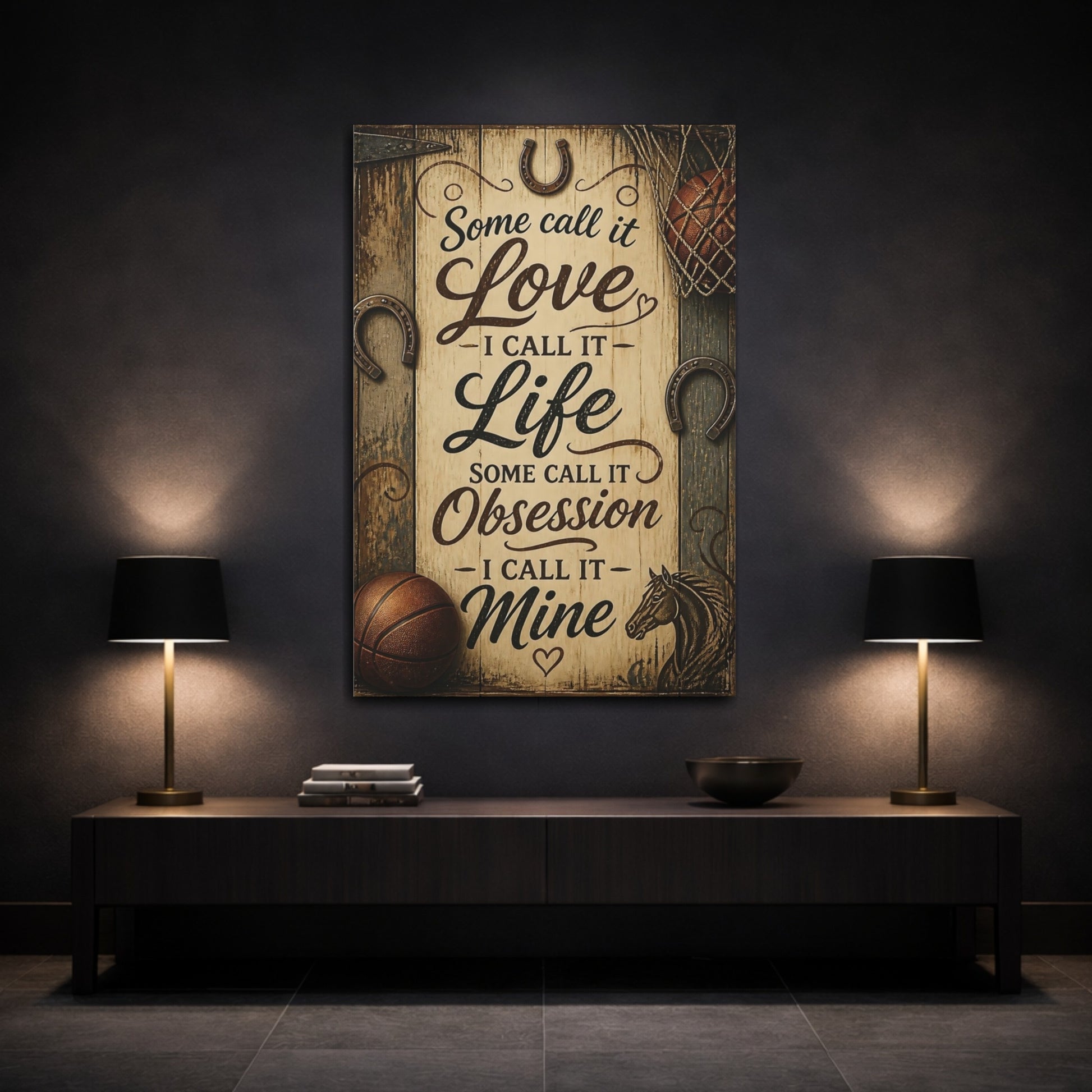 Mockup 3. Rustic Horse Quote shown as canvas print