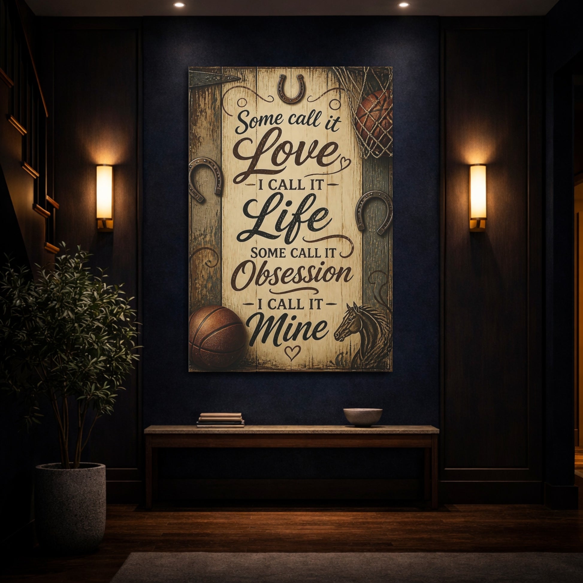 Mockup 4. Rustic Horse Quote shown as canvas print