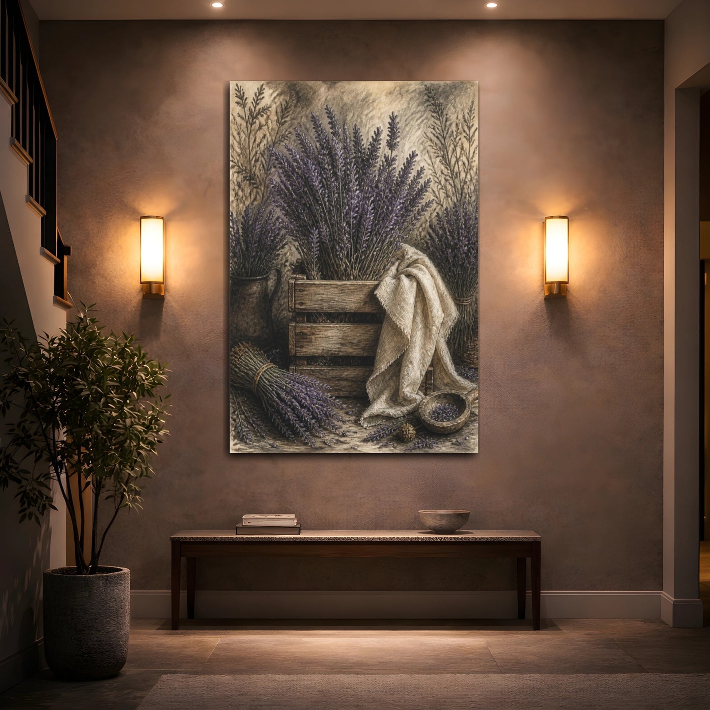 Mockup 2. Rustic Lavender Crate shown as canvas print
