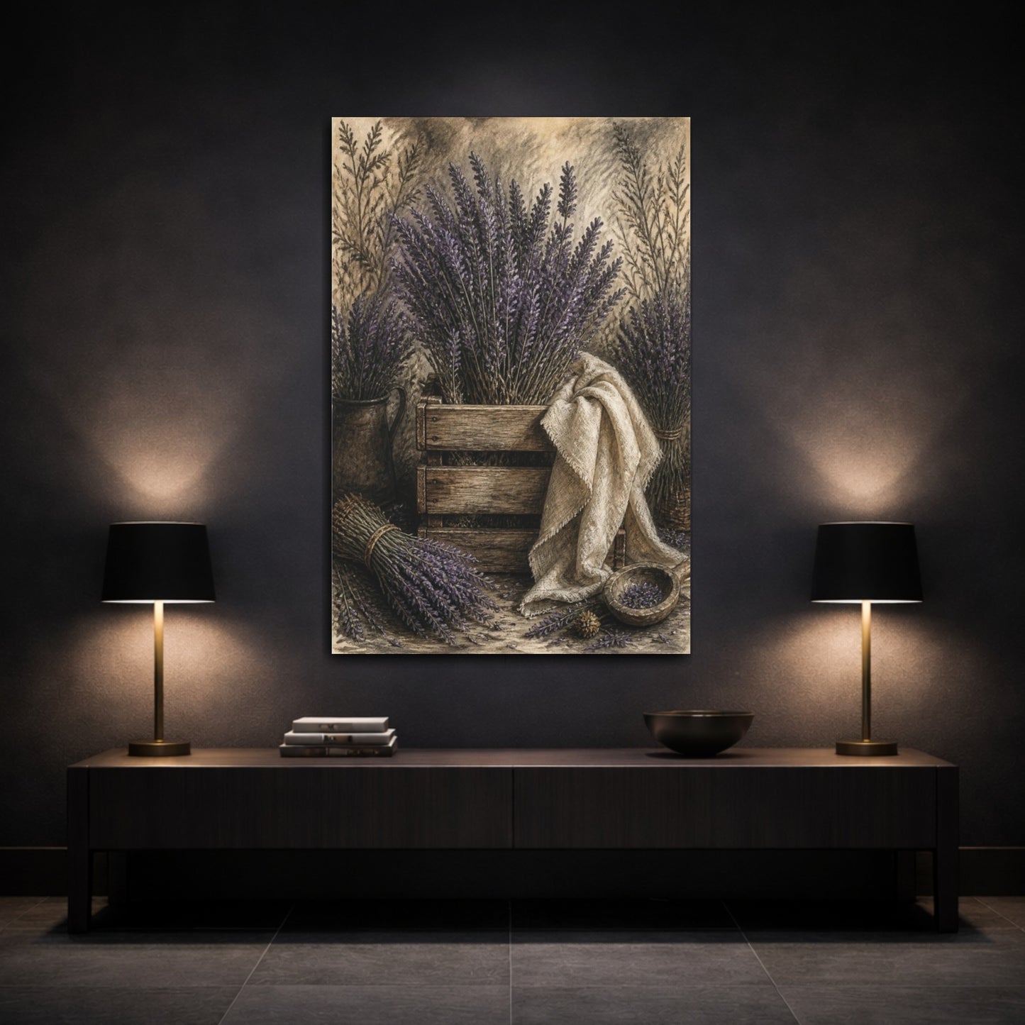 Mockup 3. Rustic Lavender Crate shown as canvas print