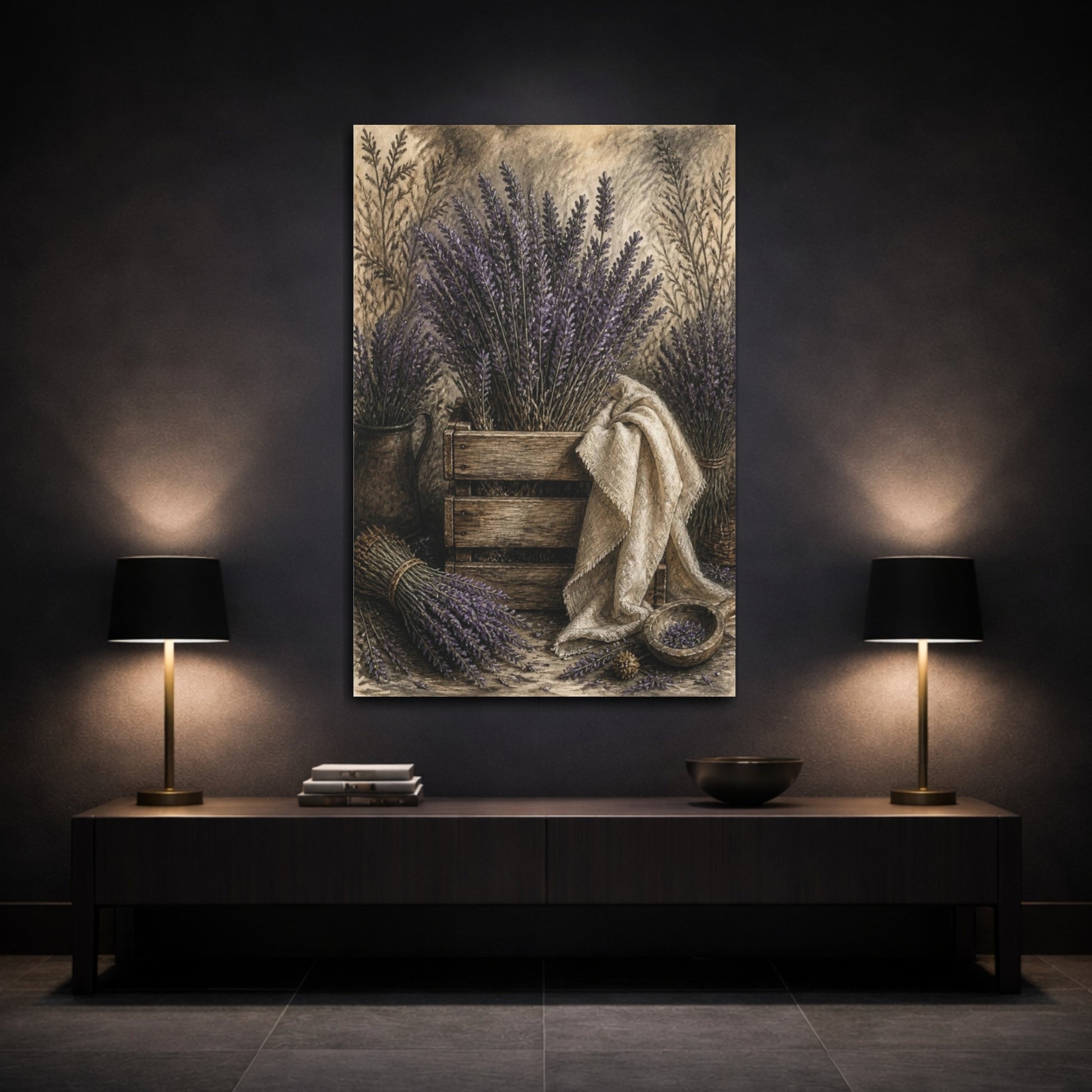 Mockup 3. Rustic Lavender Crate shown as canvas print