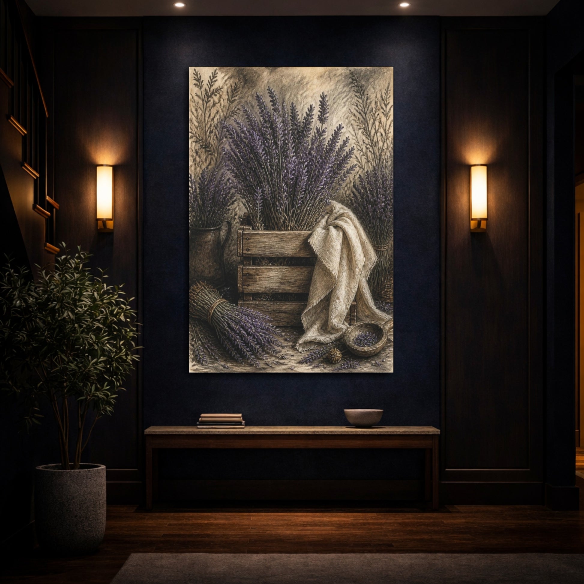 Mockup 4. Rustic Lavender Crate shown as canvas print