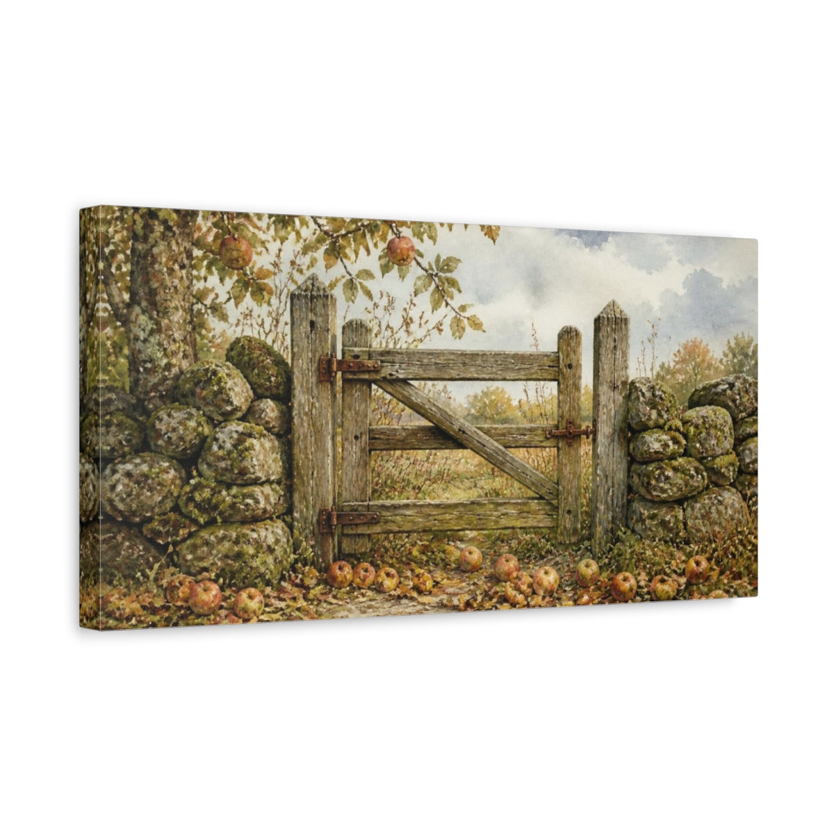 Side Mockup 3. Rustic Orchard Gate shown as canvas print