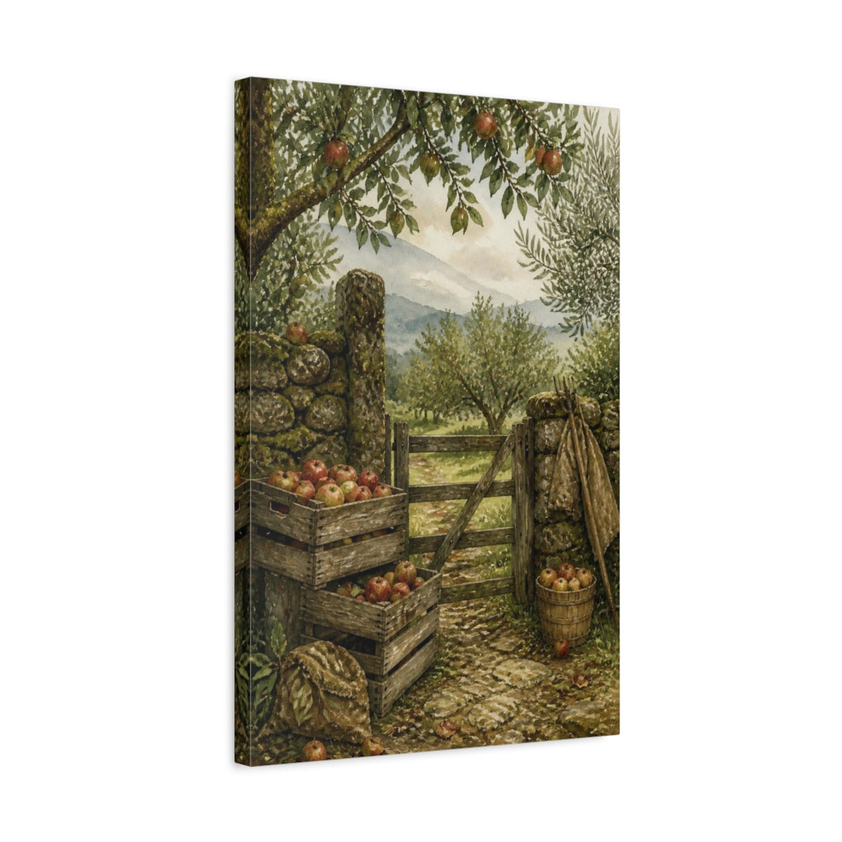 Side Mockup 3. Rustic Orchard Gate shown as canvas print