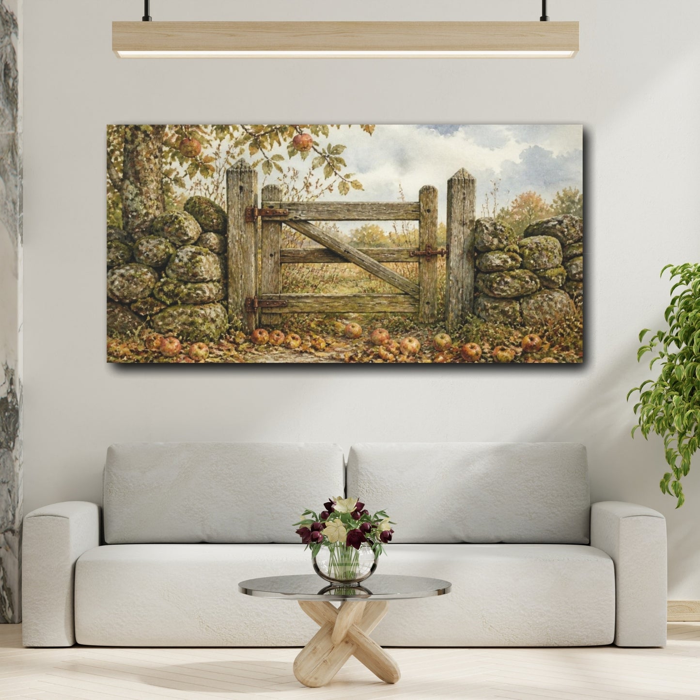 Mockup 2. Rustic Orchard Gate shown as canvas print