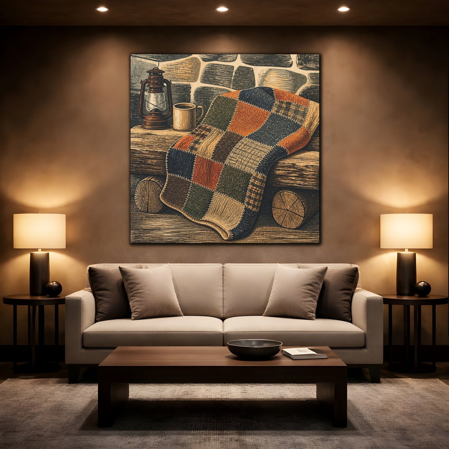 Mockup 2. Rustic Patchwork Blanket shown as canvas print
